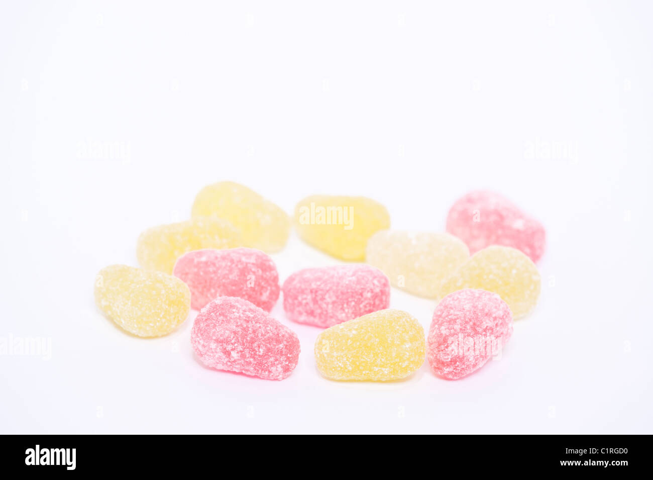 Una selezione di Pera dolci su sfondo bianco Foto Stock