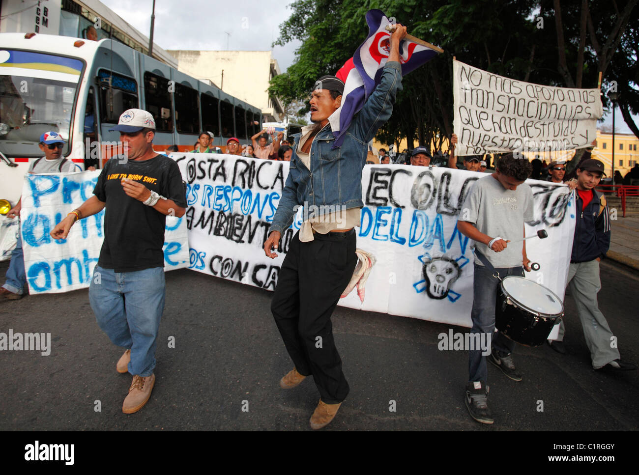 Protesta politica in strada, San Jose, Costa Rica Foto Stock