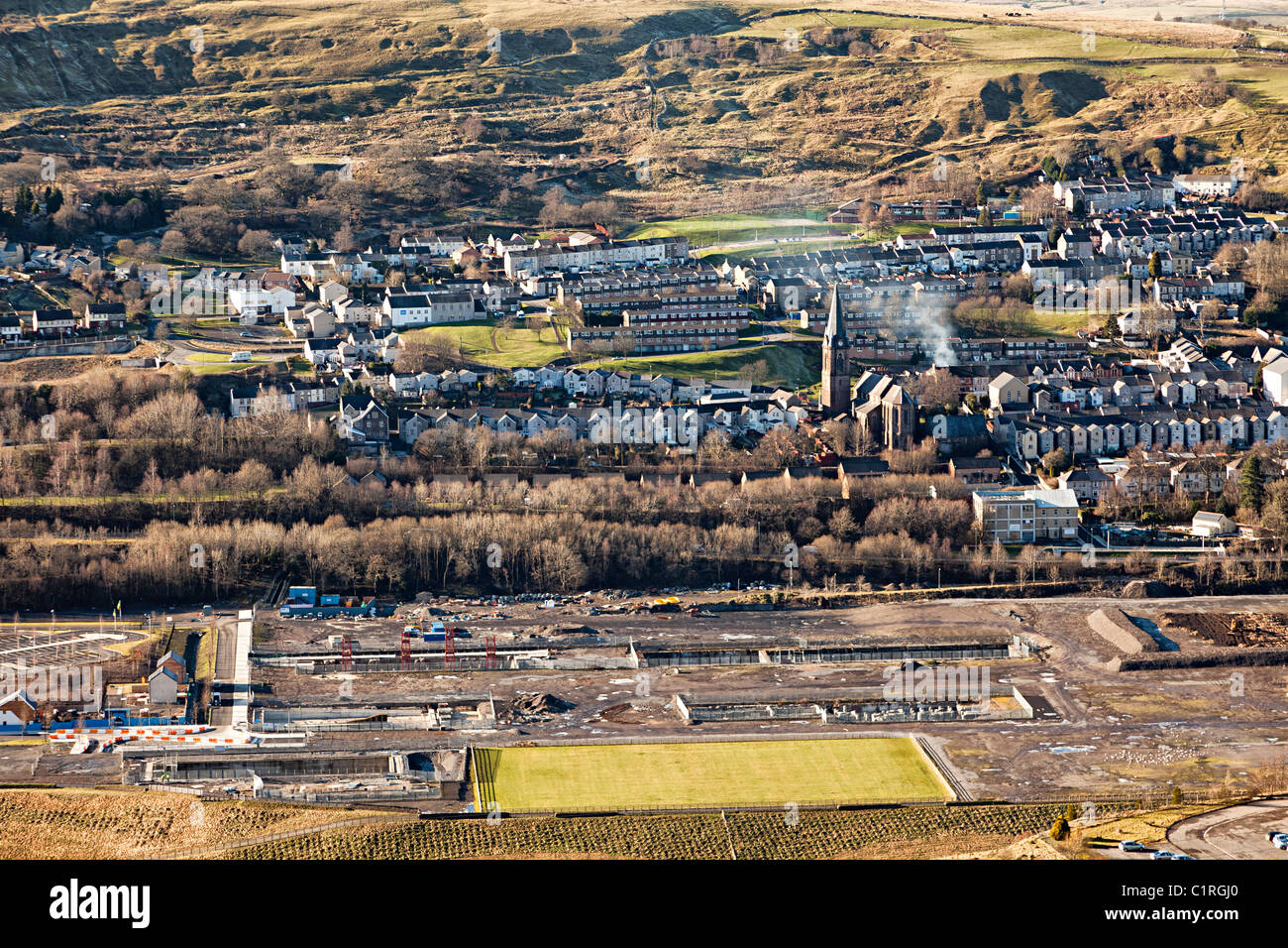 Ebbw Vale da Mynydd Carn-y-cefn Blaenau Gwent Wales UK Foto Stock