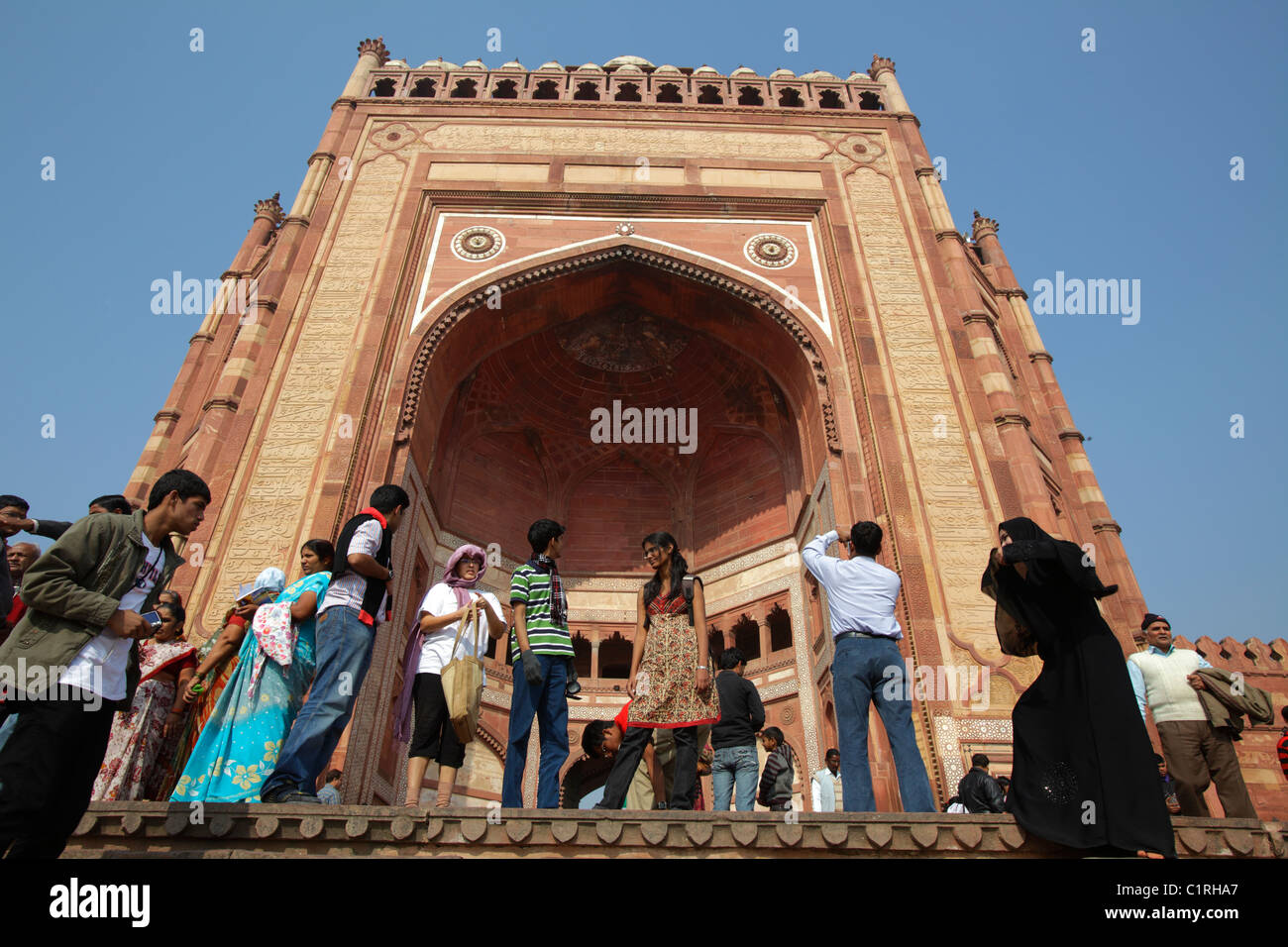 Buland Darwaza alla Moschea Jami Masjid moschea, Fatehpur Sikri, India Foto Stock