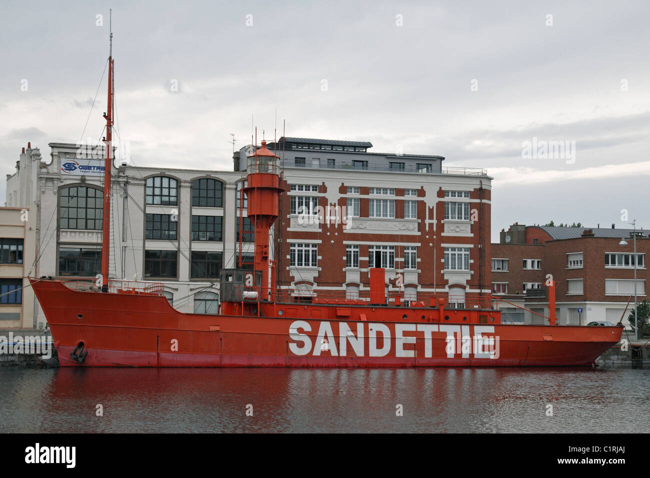Il Sandettie, l'ultima luce francese-ship (Light house) ormeggiata in Dunkerque (Dunkerque, Francia). Foto Stock