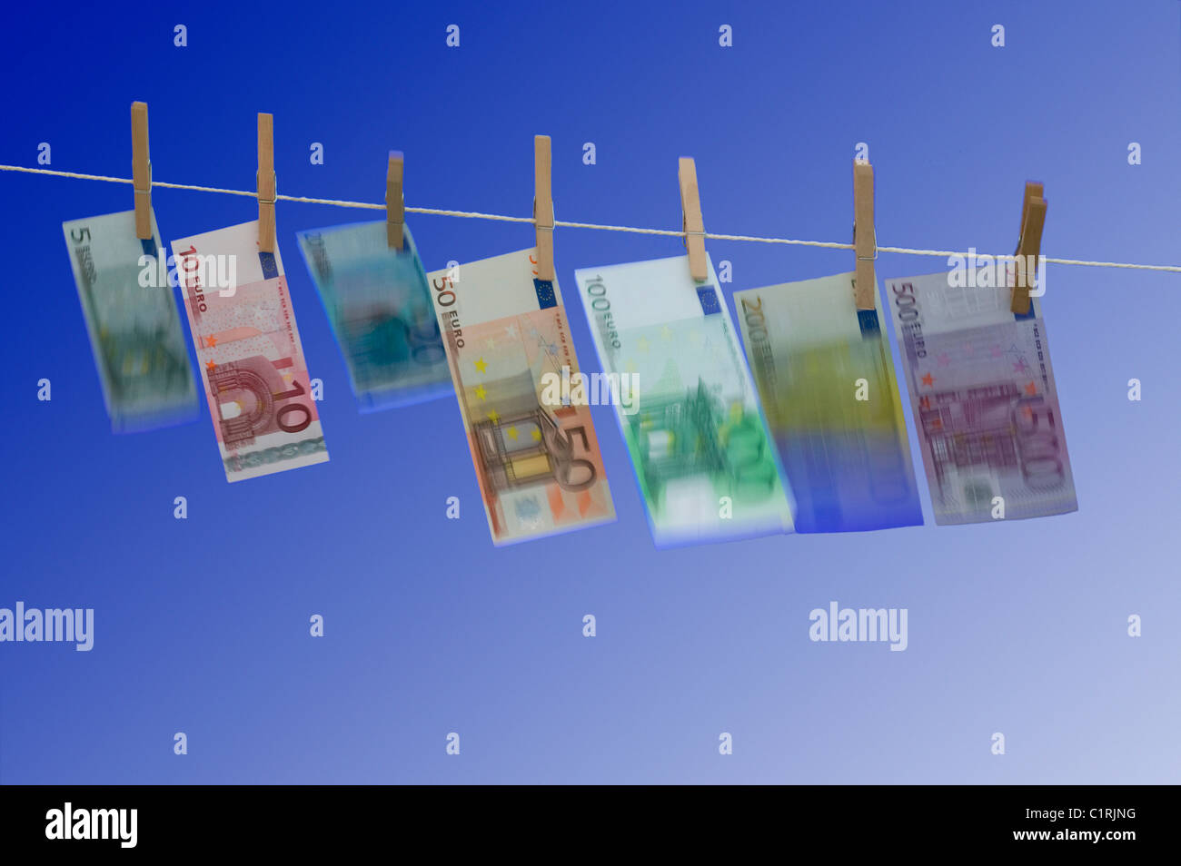 Euronotes sulla linea di lavaggio Foto Stock