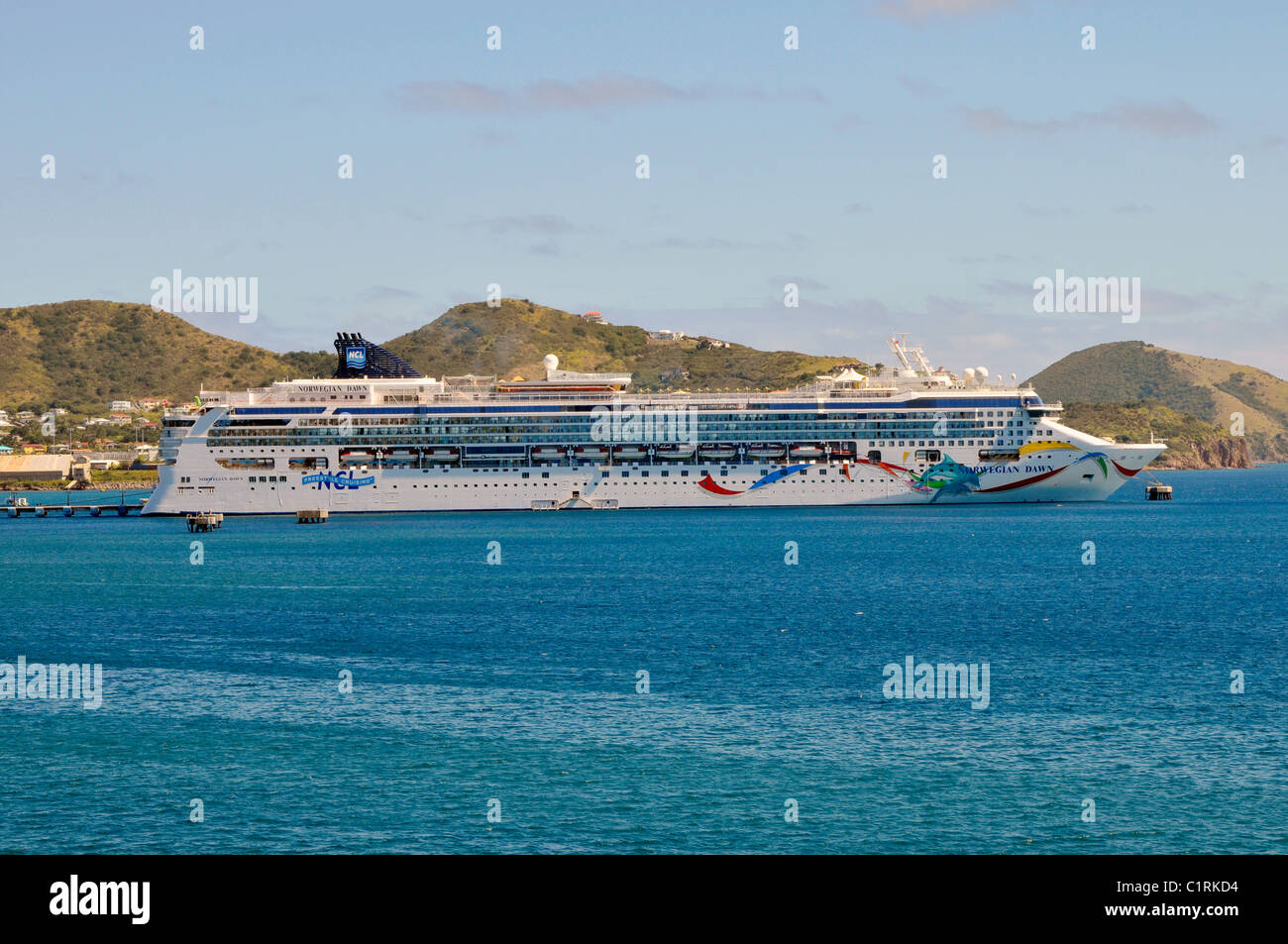 La nave di crociera NCL Basseterre St Kitts Porto dei Caraibi Foto Stock