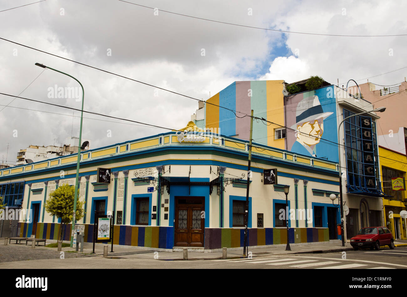 Ritratto di strada di Carlos Gardel quartiere, Buenos Aires, Argentina Foto Stock