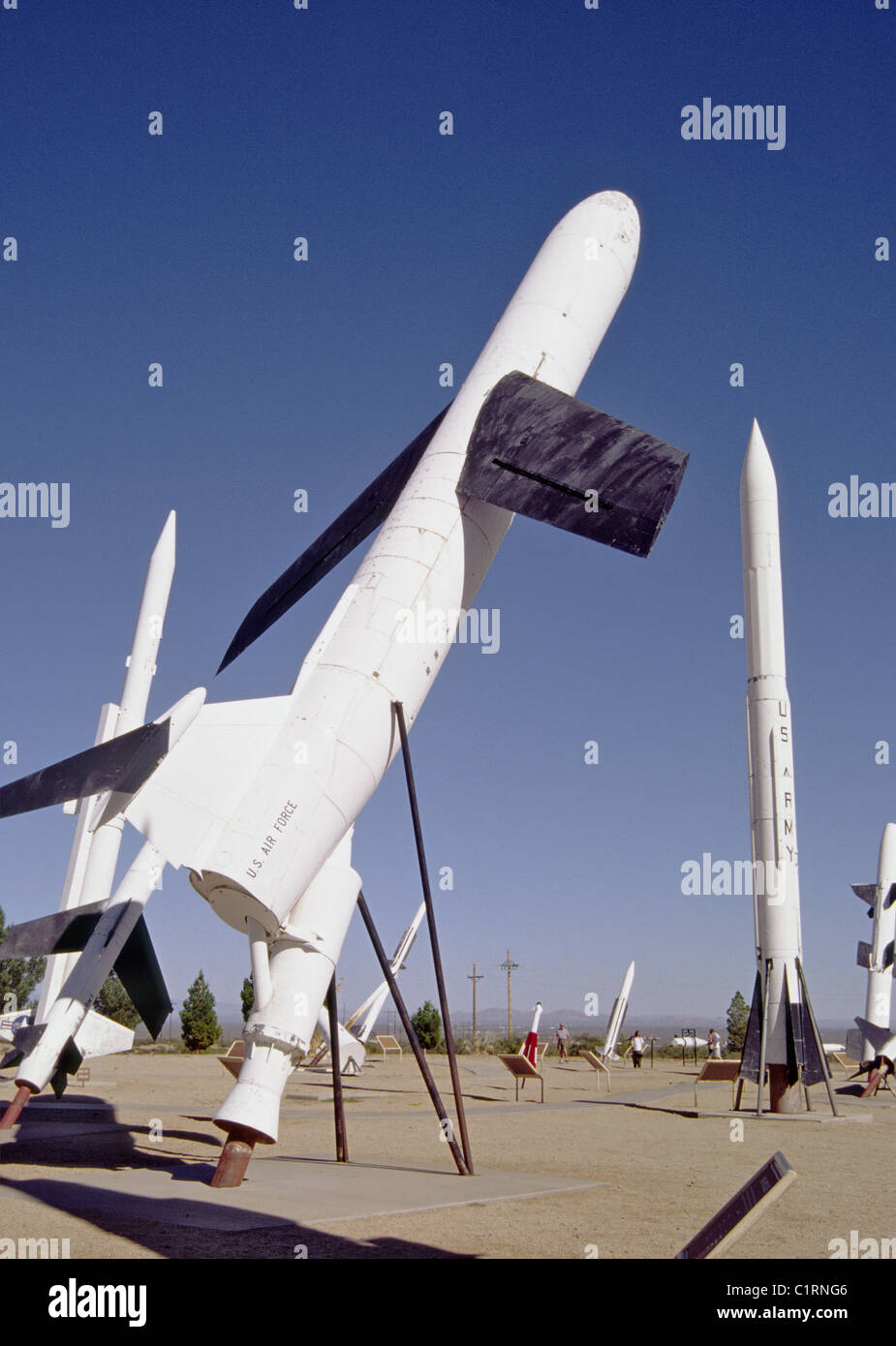 Esso setole con missili potente - il White Sands Missile Range Museum, White Sands, Nuovo Messico. Foto Stock
