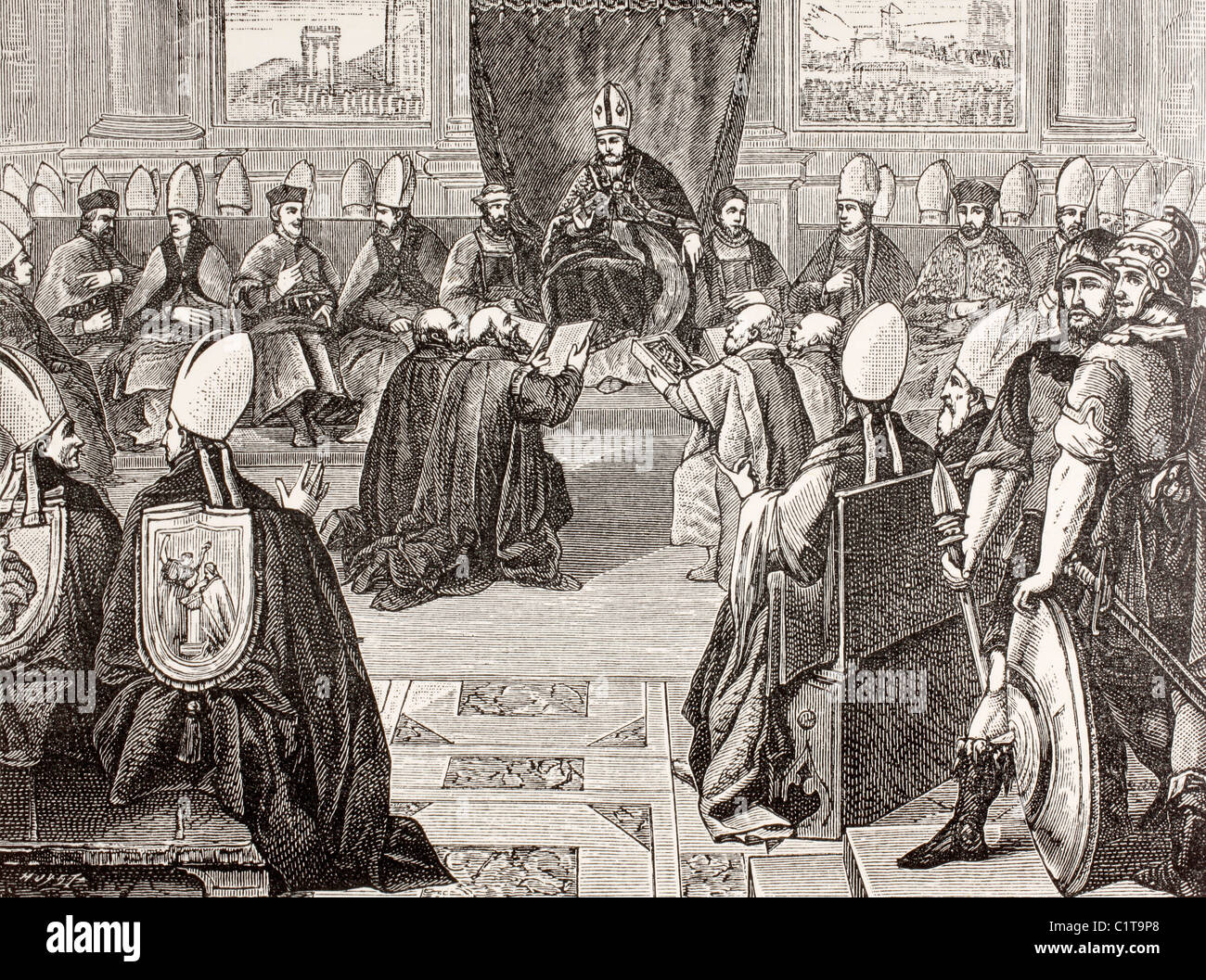 Il concilio di Vienne, quindicesimo Concilio Ecumenico della Chiesa cattolica romana che ha incontrato tra 1311 e 1312. Foto Stock