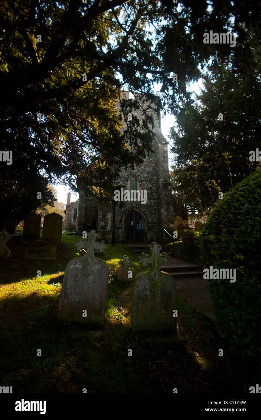 La Chiesa di San Martino a Canterbury, England Regno Unito la più antica chiesa in Inghilterra St Martin's Foto Stock