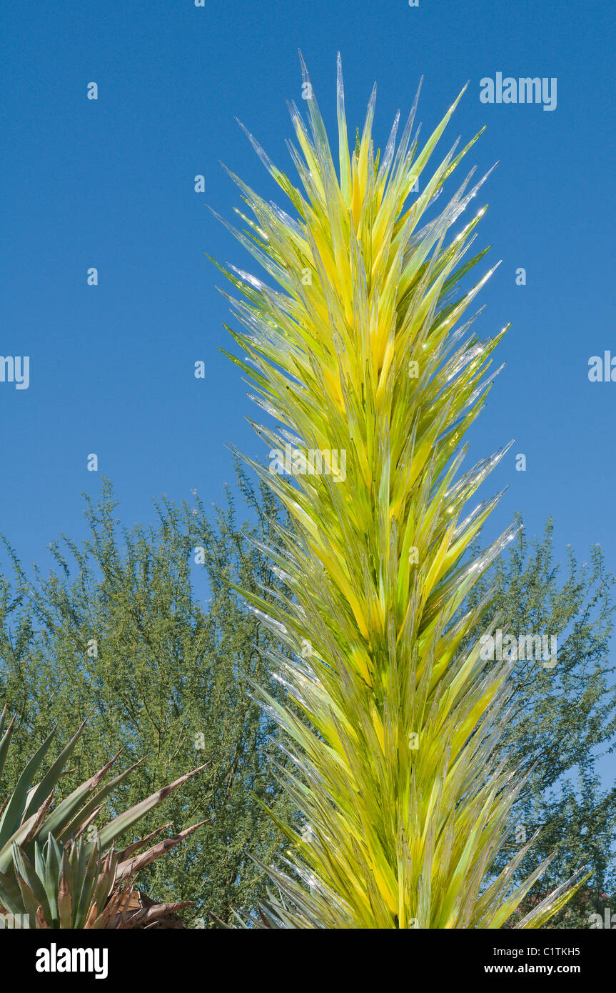 Phoenix, Arizona. Chihuly vetro arte cactus presentano al Desert Botanical Garden. Foto Stock