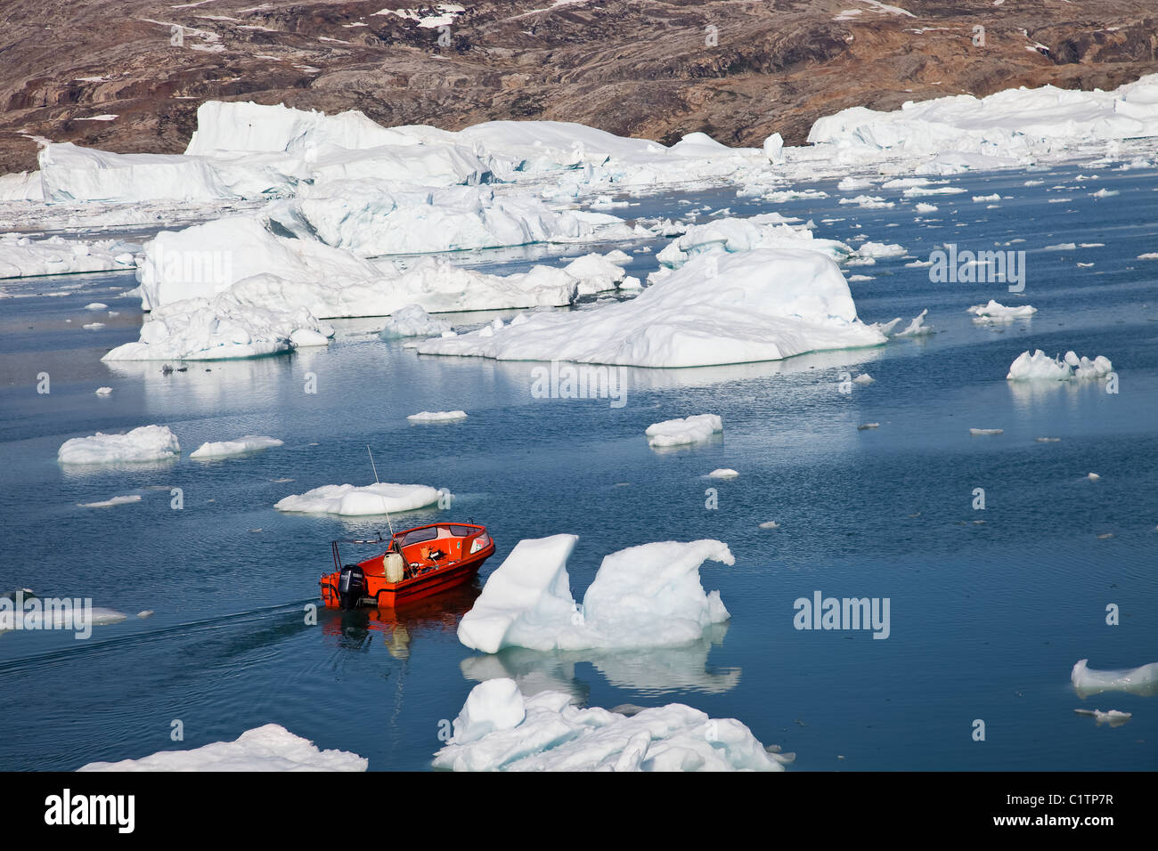 Ice-maze nel fiordo di Sermilik, est della Groenlandia Foto Stock