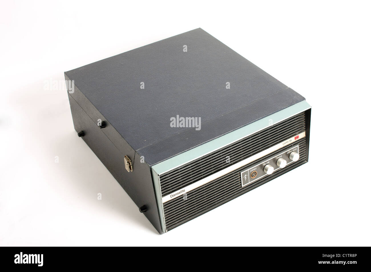 Un Dansette record giocatore e una selezione di LP in vinile singoli e album, un grande intrattenimento retrò elemento musicale. Foto Stock