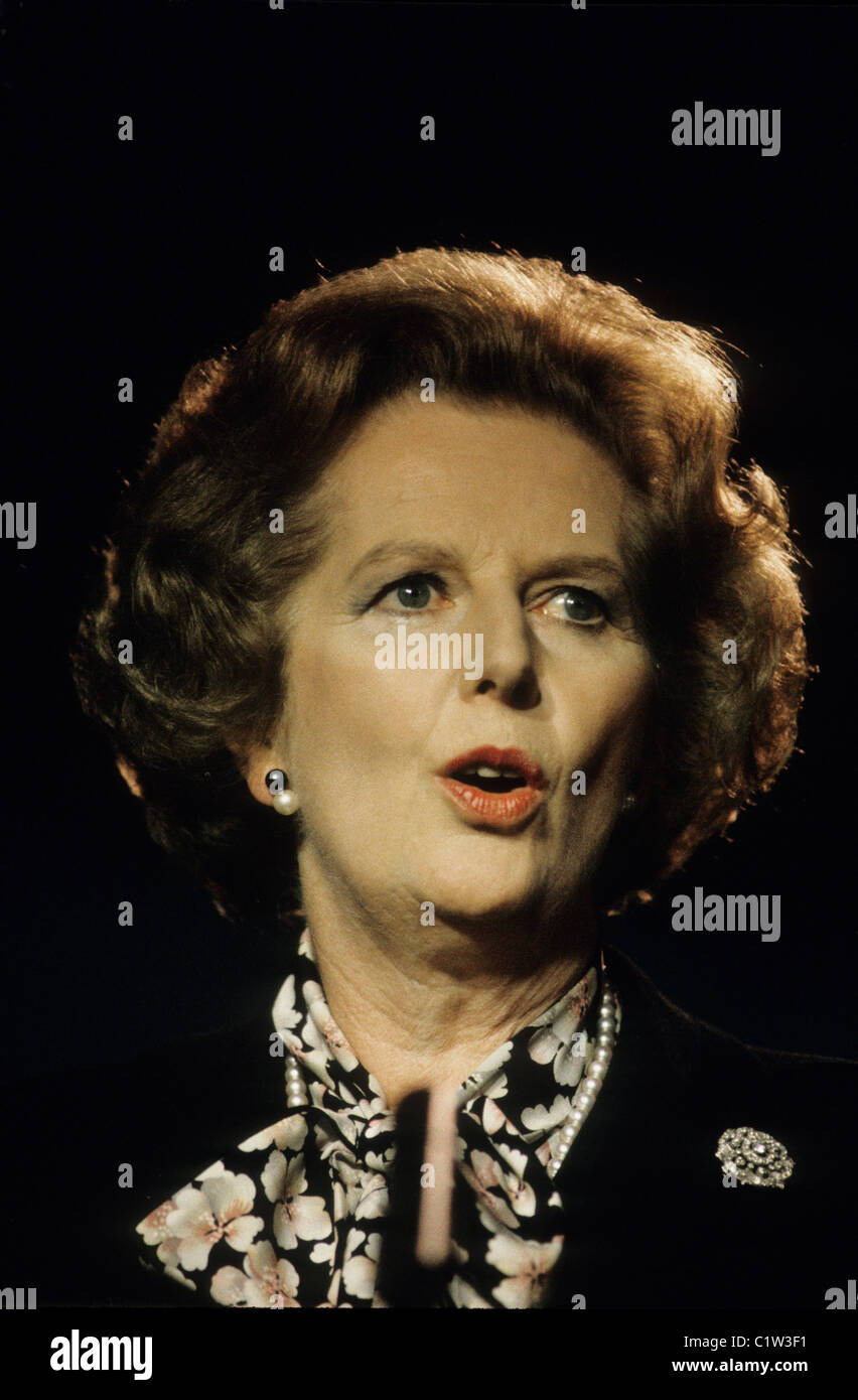 Il Primo Ministro Margaret Thatcher presso il congresso del Partito conservatore, Blackpool,in Gran Bretagna nel 1985. Foto Stock