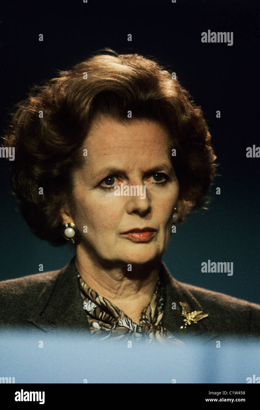 Il Primo Ministro Margaret Thatcher presso il congresso del Partito conservatore, Blackpool,in Gran Bretagna nel 1985. Foto Stock