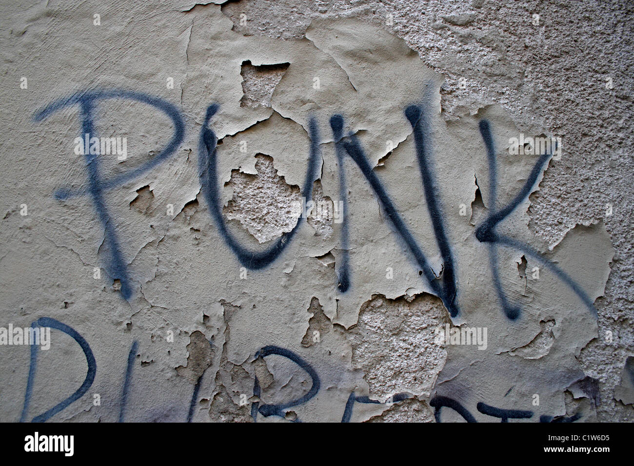 Un grafitti della parola 'punk'. Foto Stock