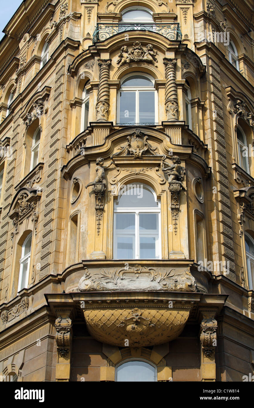 Architettura tradizionale a Praga, Repubblica Ceca Foto Stock
