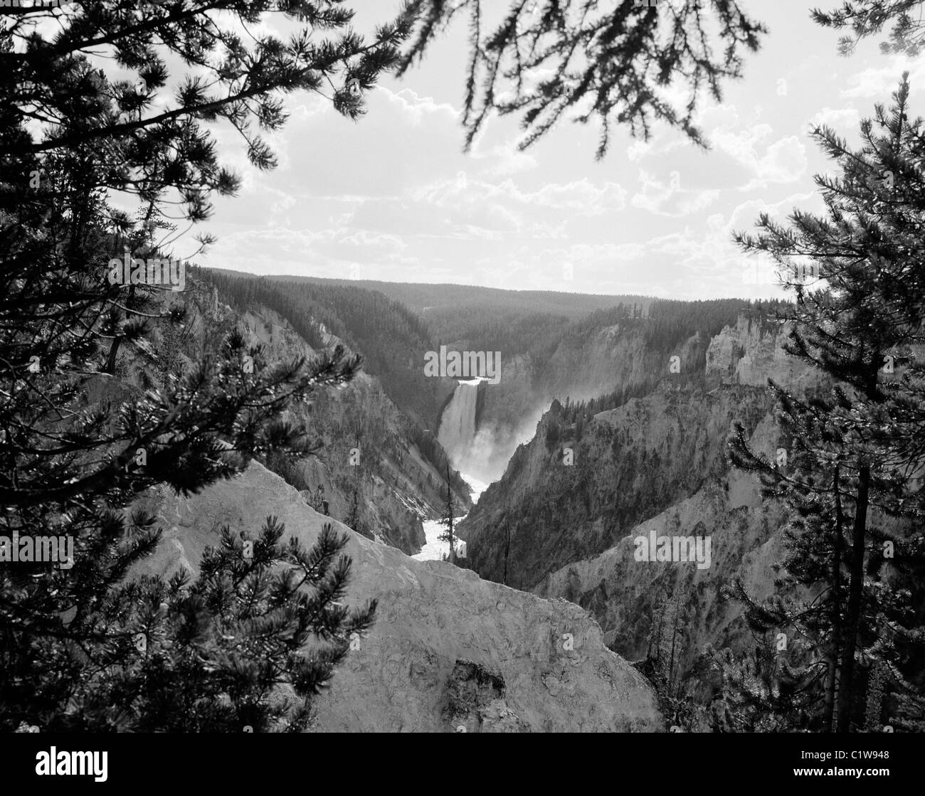 Stati Uniti d'America, Wyoming, il Parco Nazionale di Yellowstone, Yellowstone Falls, ad alto angolo di visione Foto Stock