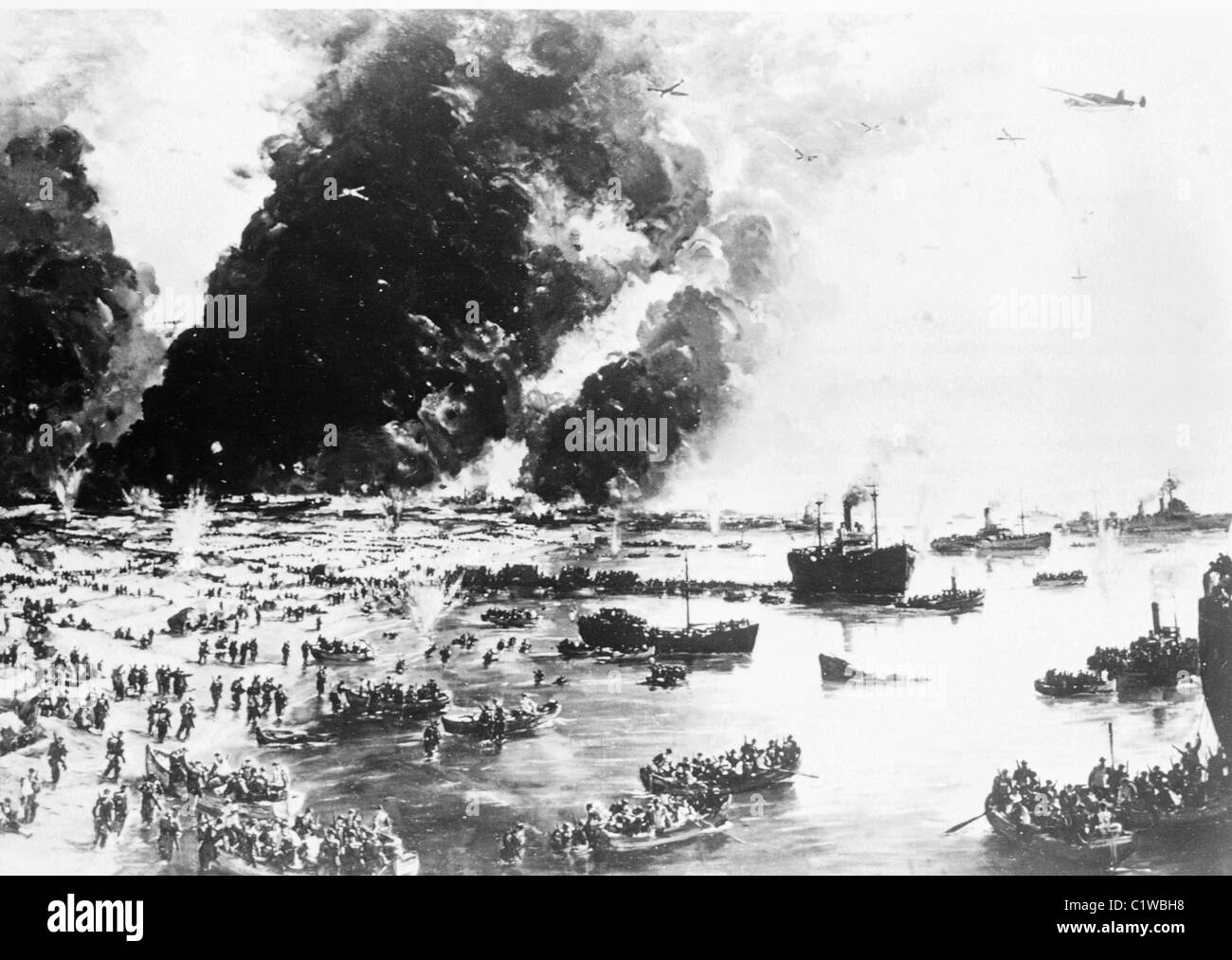 La evacuazione di Dunkerque in Francia, in quello di Dunkerque 1940 dipinto da Charles Cundall (1890 - 1971) Foto Stock