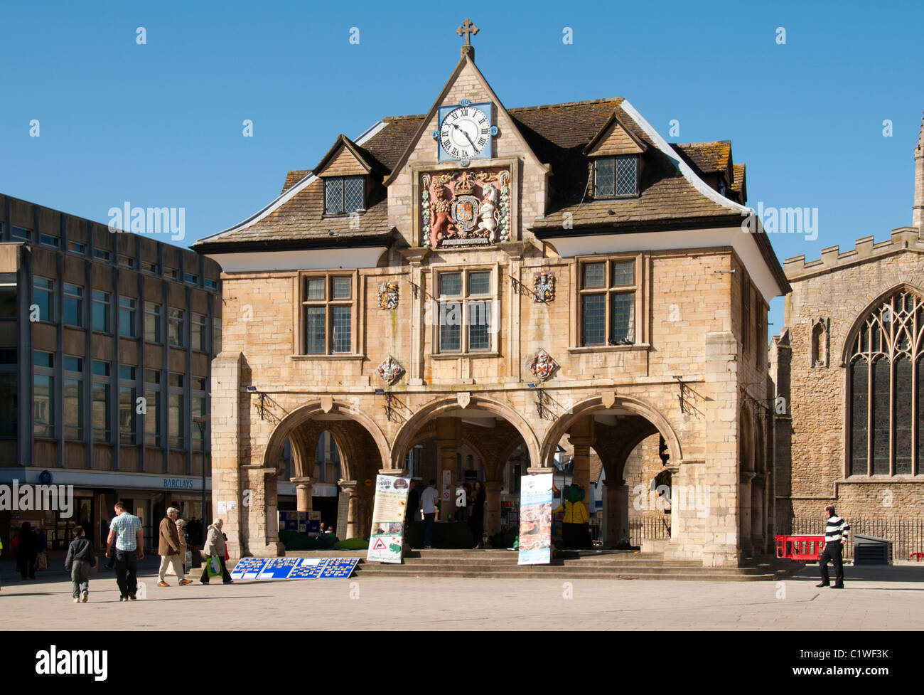 La Guildhall, Piazza del Duomo, Peterborough, England, Regno Unito Foto Stock