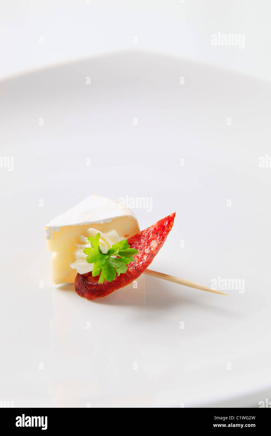 Formaggio antipasti su un bastone - primo piano Foto Stock