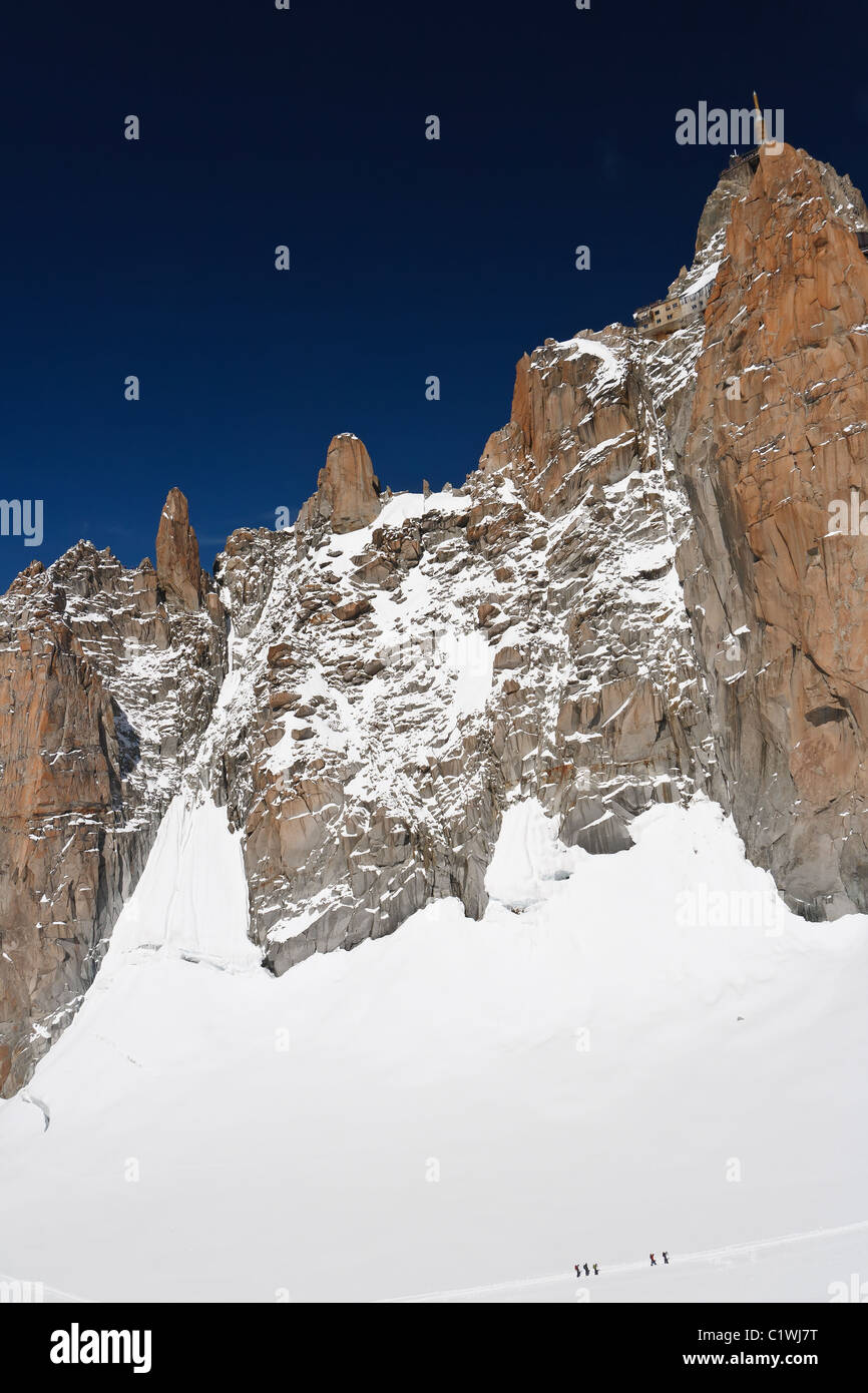 Estate vista del massiccio del Monte Bianco e Mer de Glace glacier Foto Stock