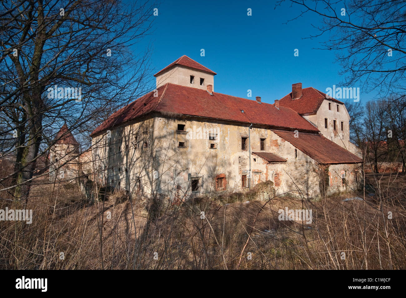 Castello medievale nel villaggio di Witostowice, Bassa Slesia, Polonia Foto Stock