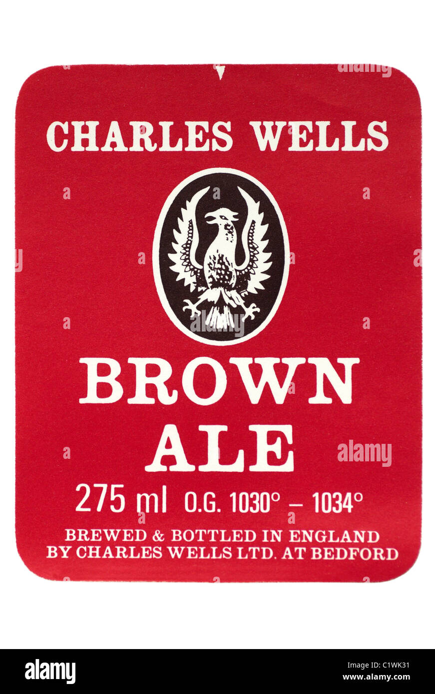 Charles Wells Brown Ale Etichetta flacone - data sconosciuta ma pre Wells & Young fusione di 2006. Foto Stock