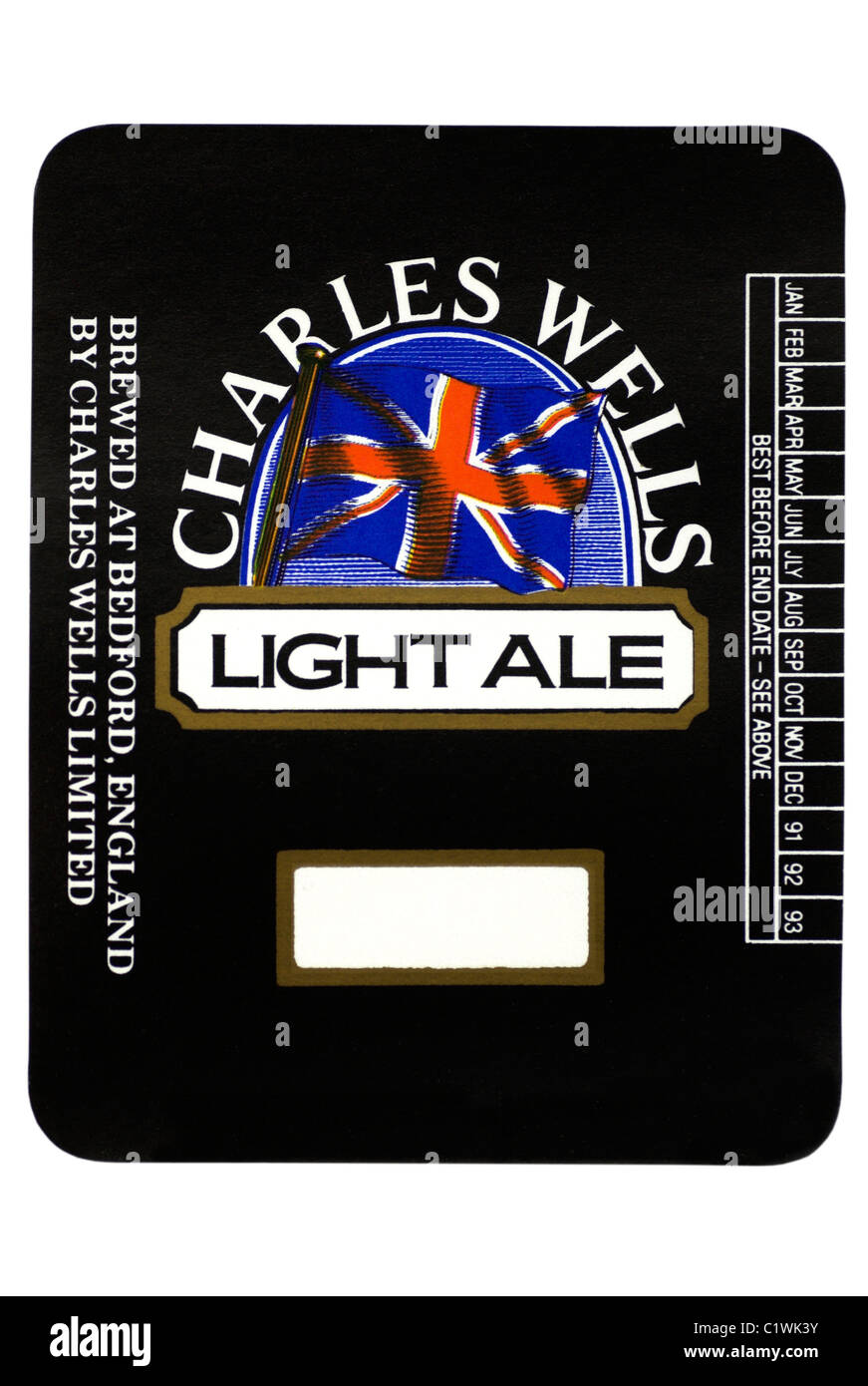 Charles Wells Light Ale etichetta del flacone circa 1991-1993. Foto Stock