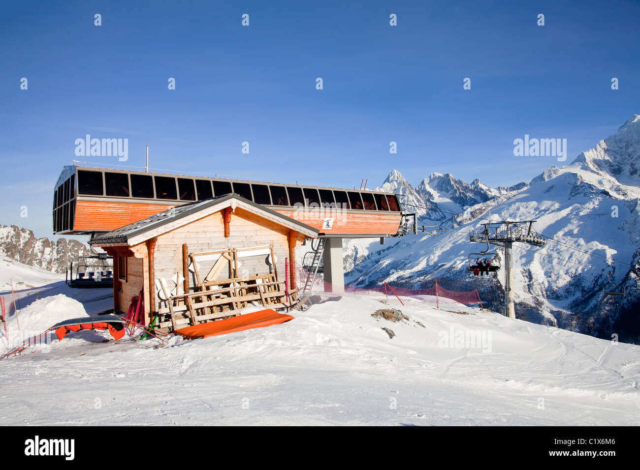 Stazione superiore della funivia a Chamonix, Francia Foto Stock