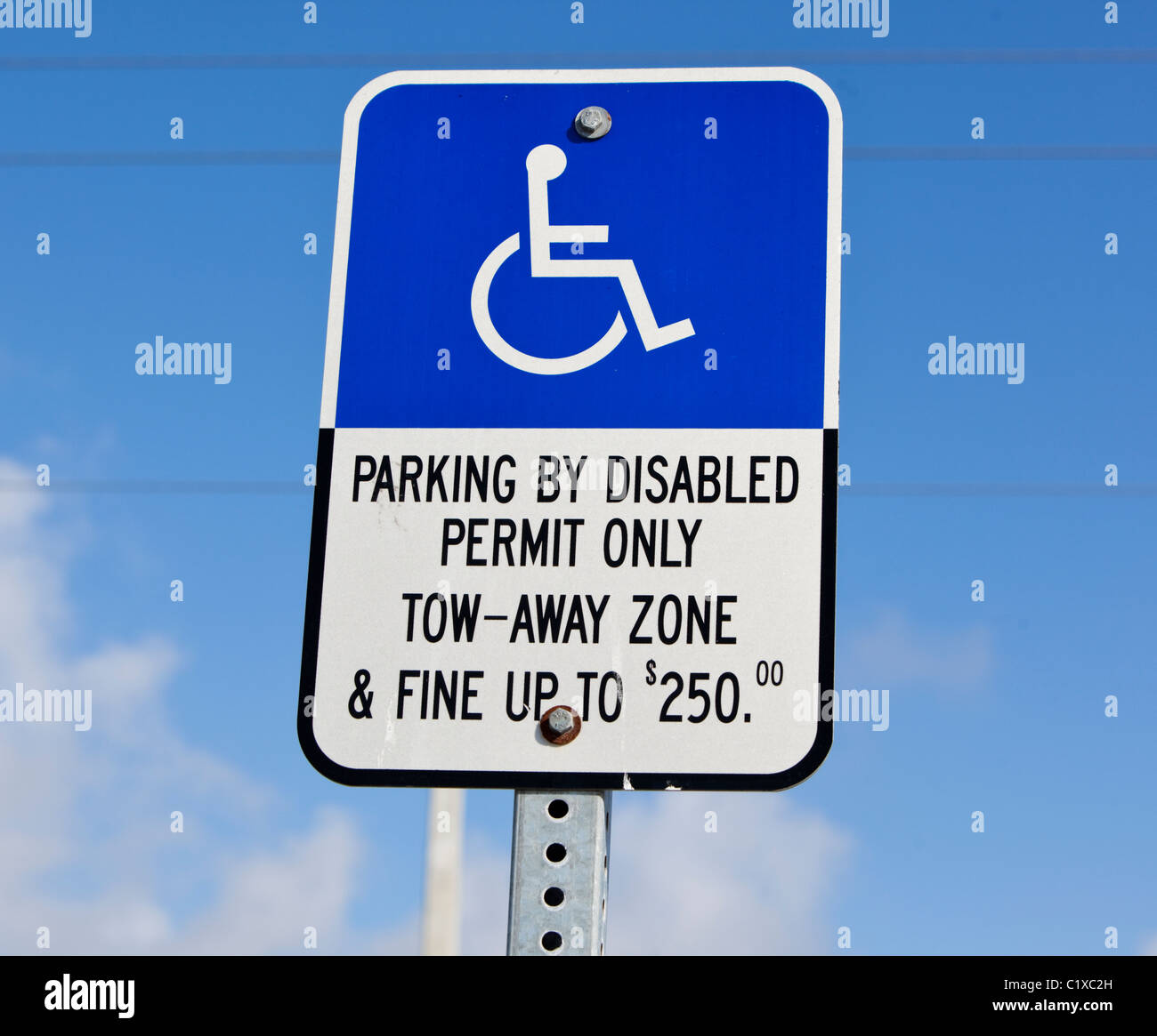 Parcheggio disabilitato autorizzare solo il concetto di segno, STATI UNITI D'AMERICA Foto Stock