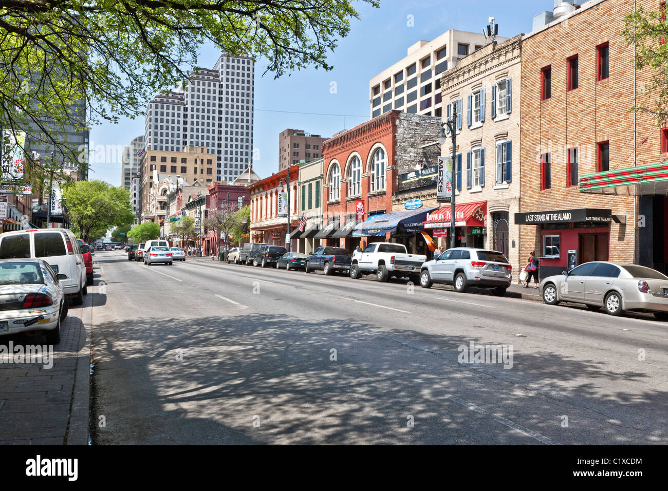 6th Street, Entertainment District, Austin. Foto Stock