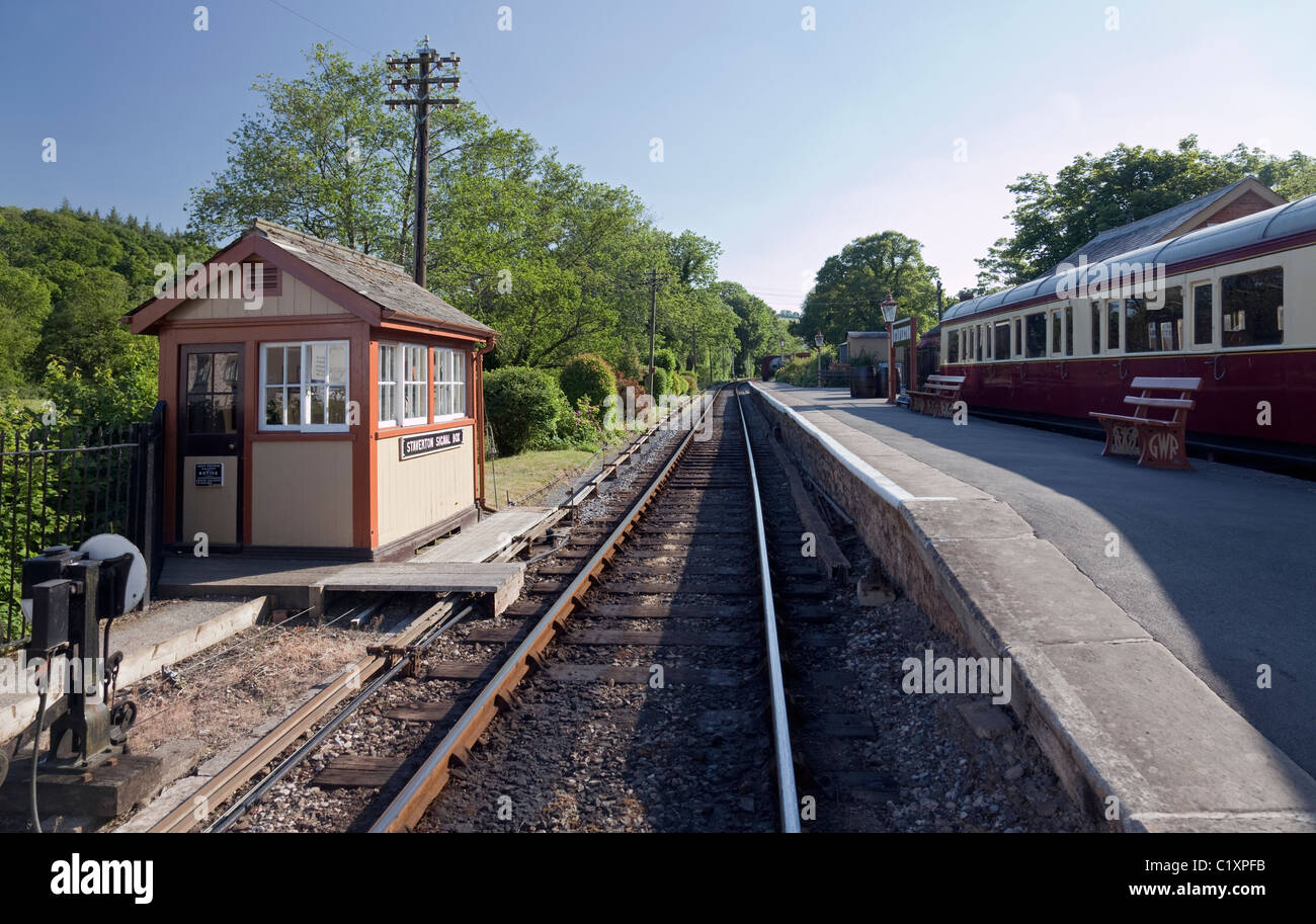 Staverton Station sulla South Devon Consted Steam Railway, South Hams, Devon, Inghilterra, Regno Unito Foto Stock