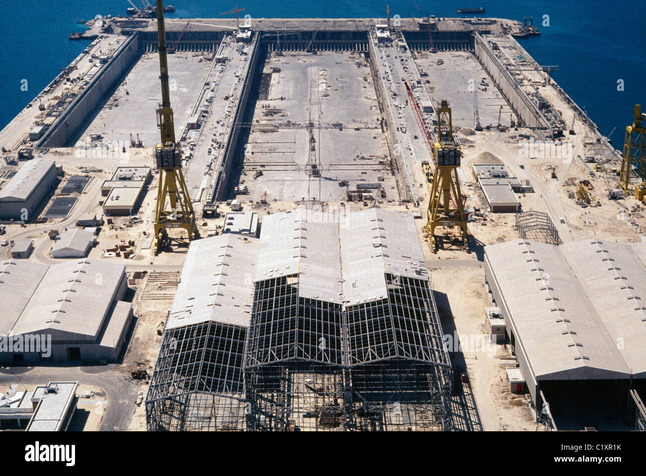 Vista aerea del bacino di carenaggio Dubai EMIRATI ARABI UNITI Foto Stock