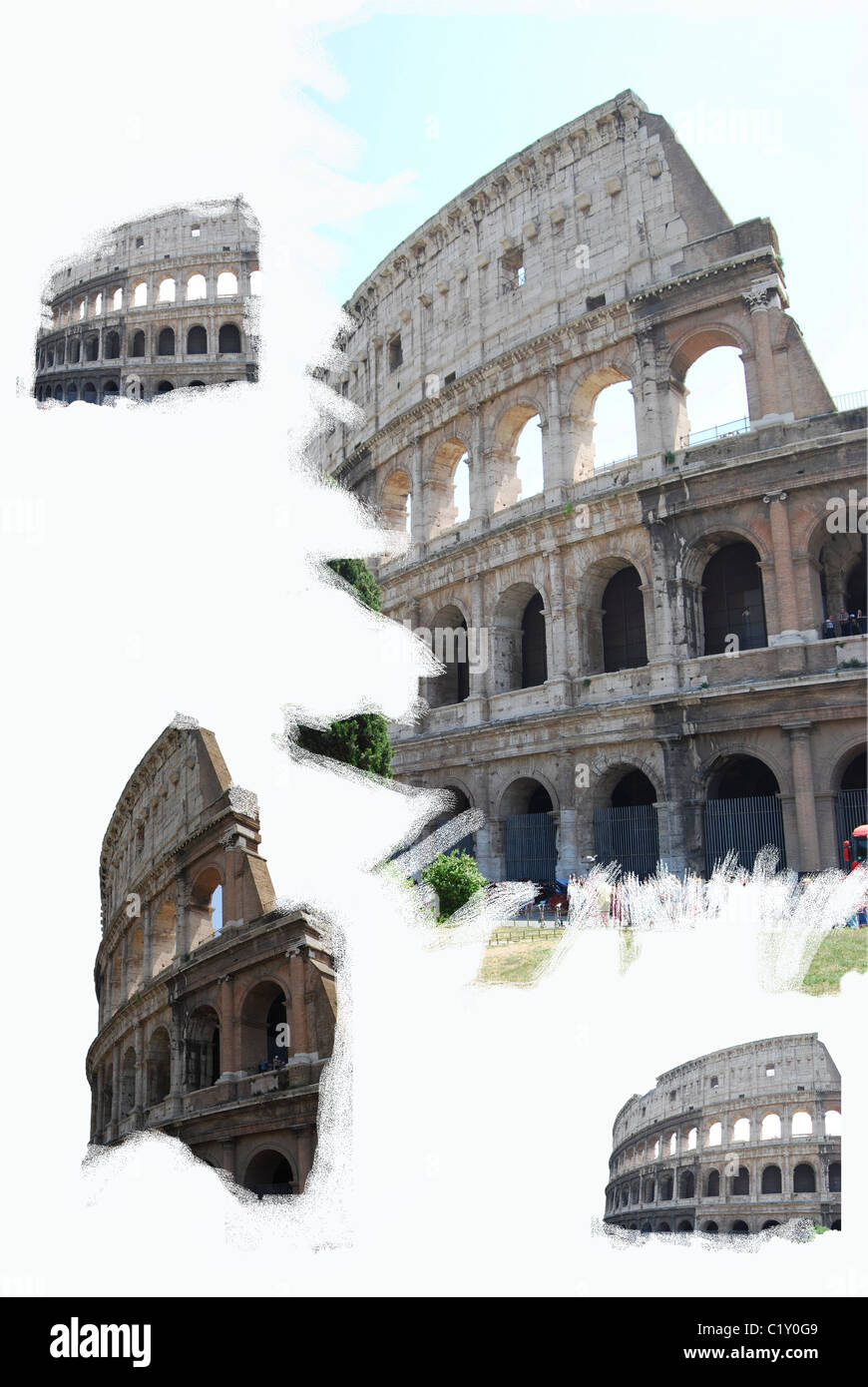 Roma. Colosseo. Composizione con effetti pittorica. Foto Stock