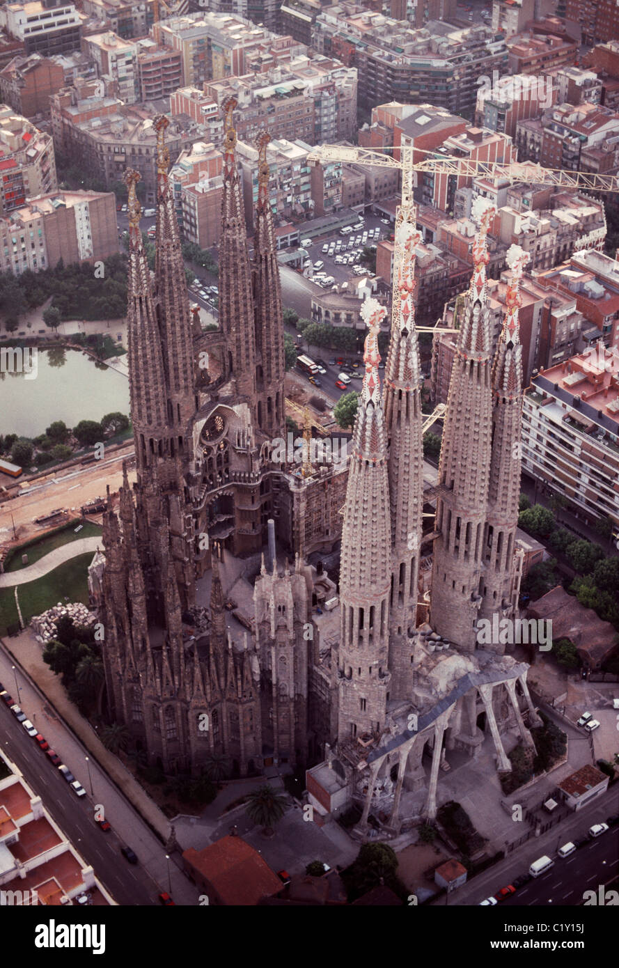 Veduta aerea Sagrada Familia a Barcellona Foto Stock