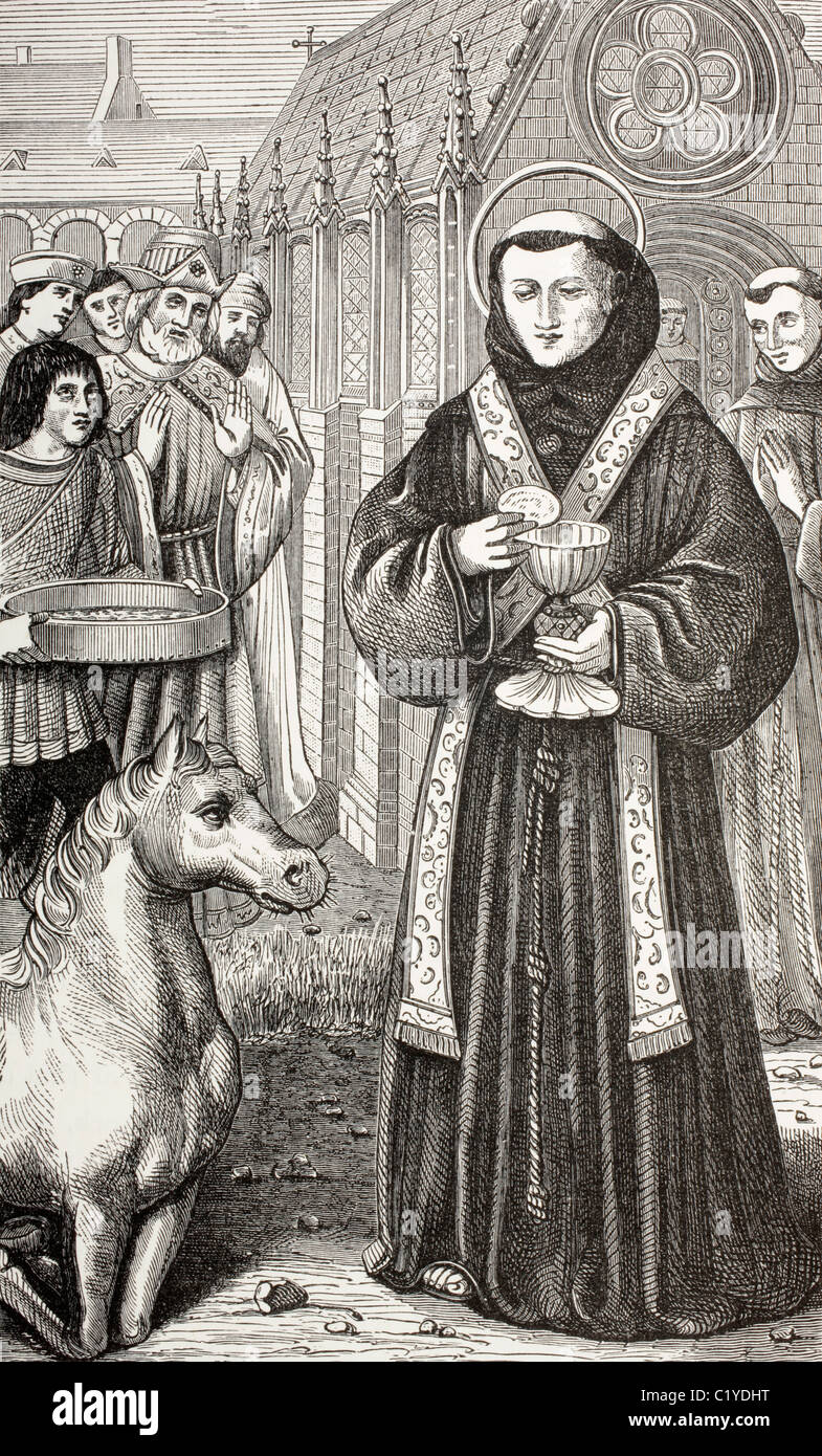 San Antonio di Padova, ansiosi di dimostrare la verità del Santo Sacramento per un eretico Foto Stock