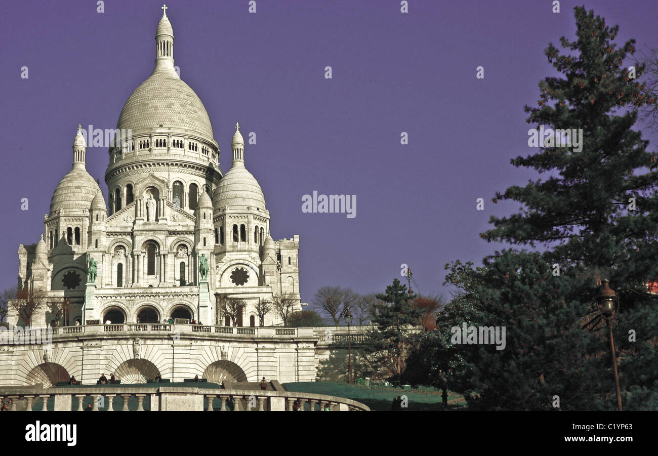 Basilica del Sacré Coeur e Montmartre, Parigi, Francia Foto Stock