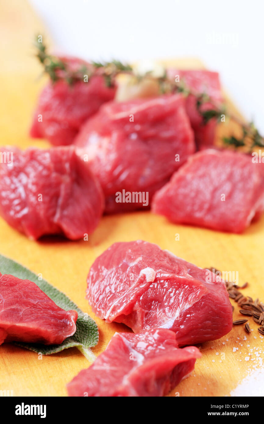 Pezzi di carne rossa Foto Stock