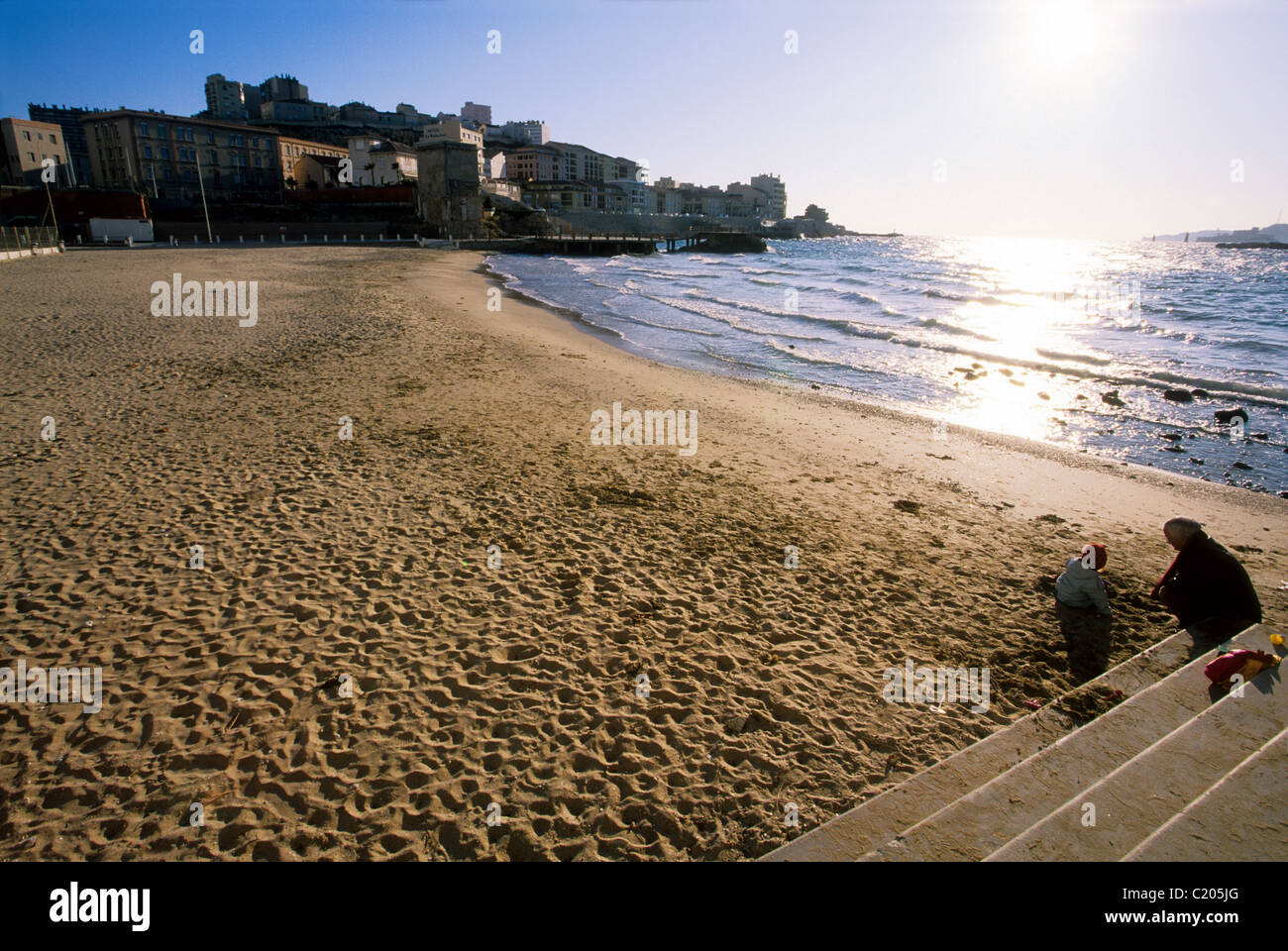 Spiaggia di Marsiglia Foto Stock