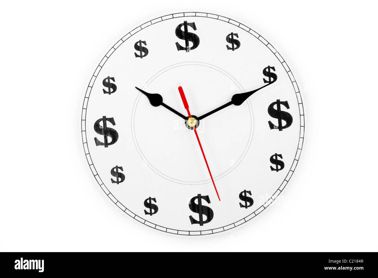 Orologio e simbolo del dollaro, il concetto di tempo è denaro Foto Stock