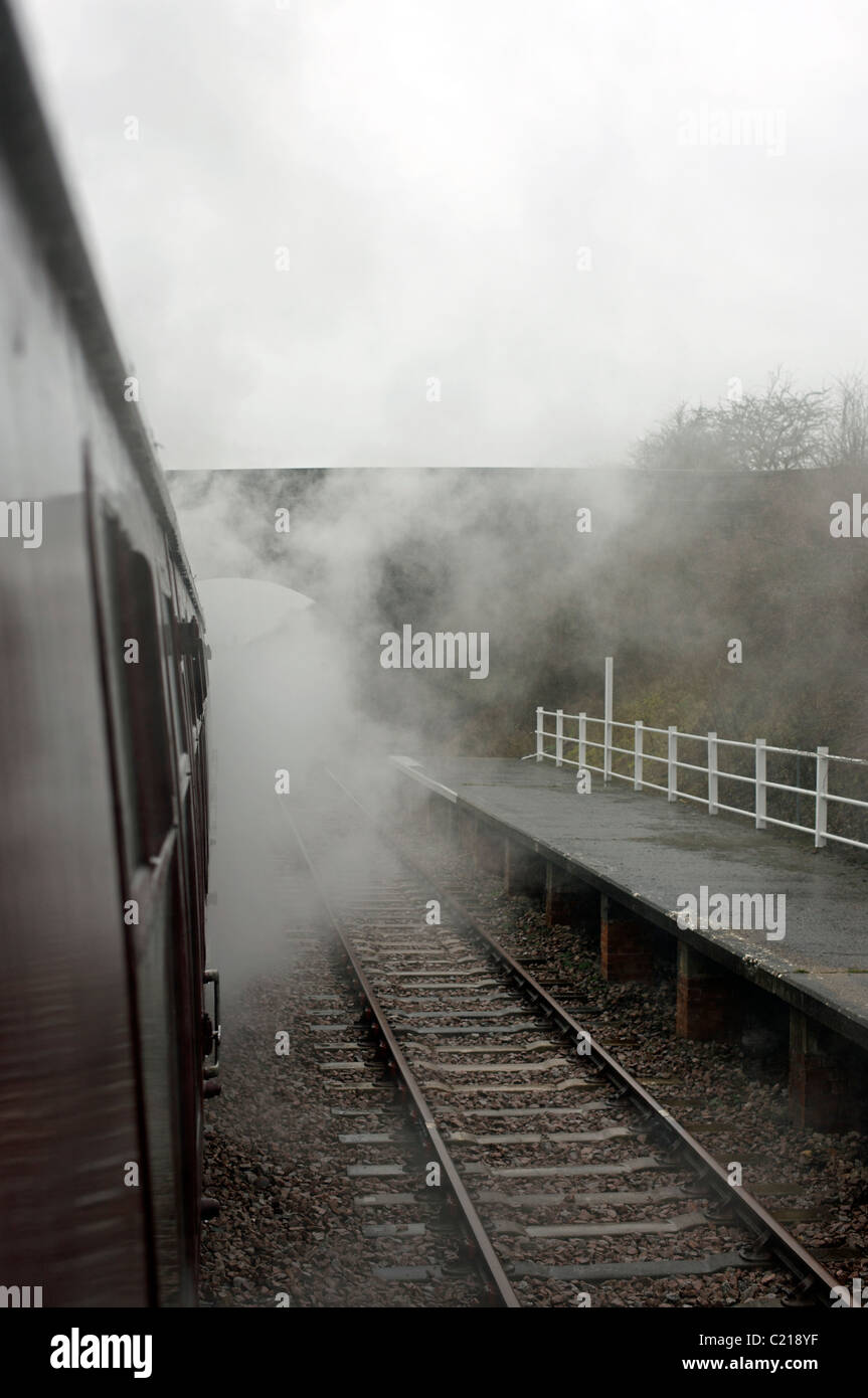 Treno a vapore platform Foto Stock
