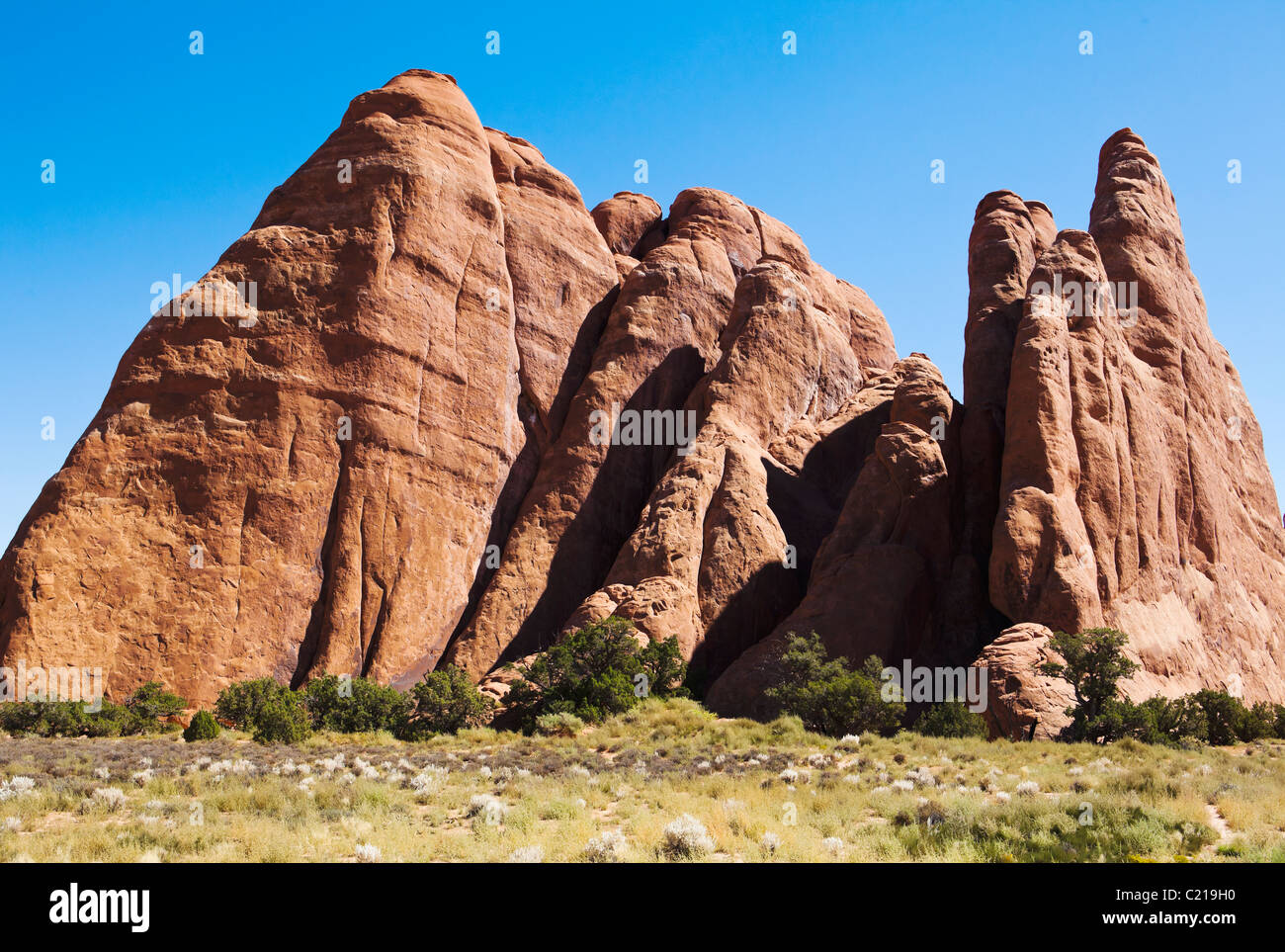 Alette di arenaria in Arches National Park, Utah, Stati Uniti d'America. Foto Stock