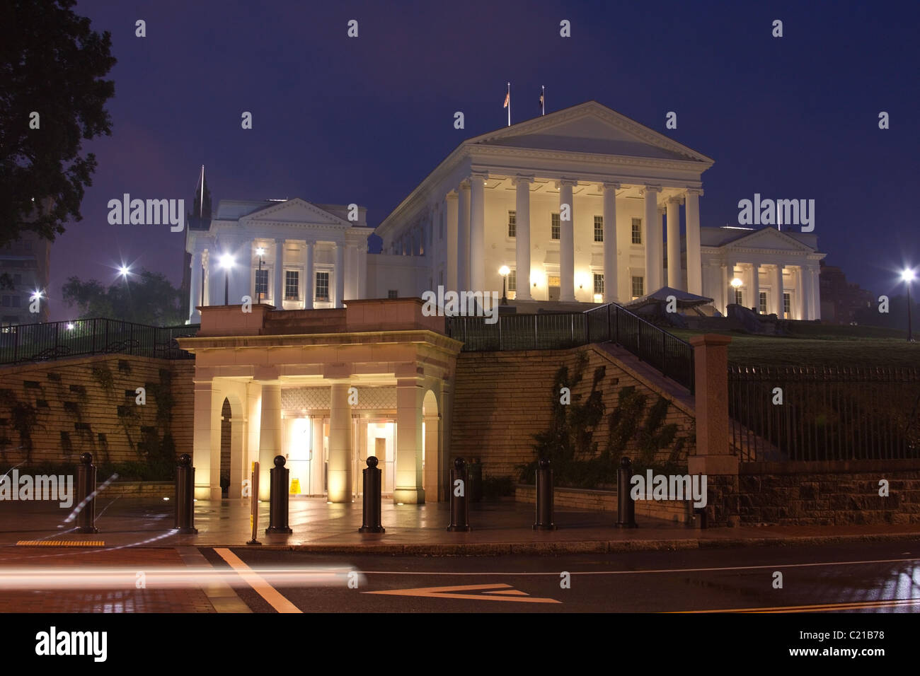 Virginia State Capitol di notte, Richmond, Virginia, Stati Uniti d'America Foto Stock