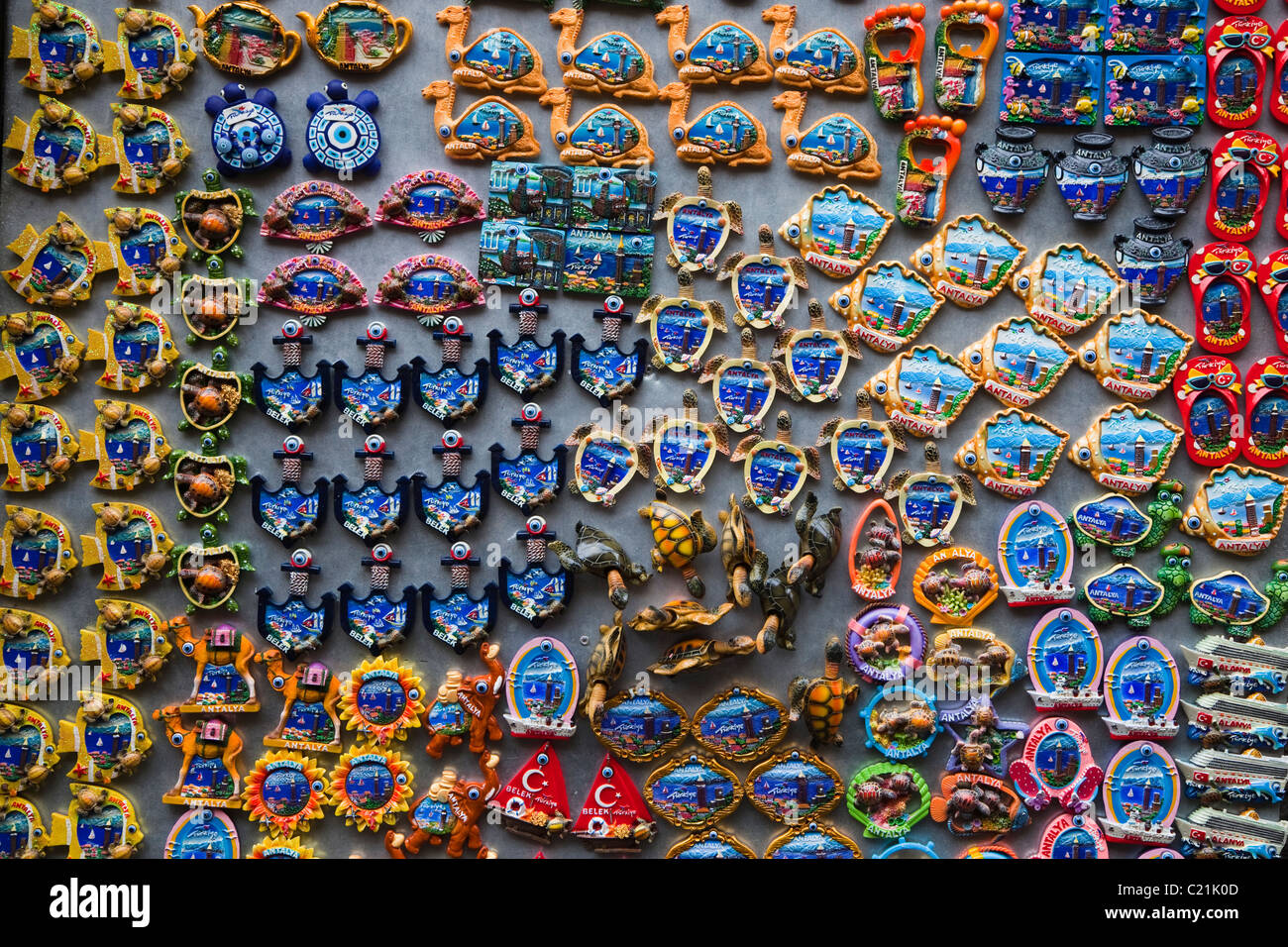 Magneti per il frigo in vendita , Antalya, Turchia Foto Stock
