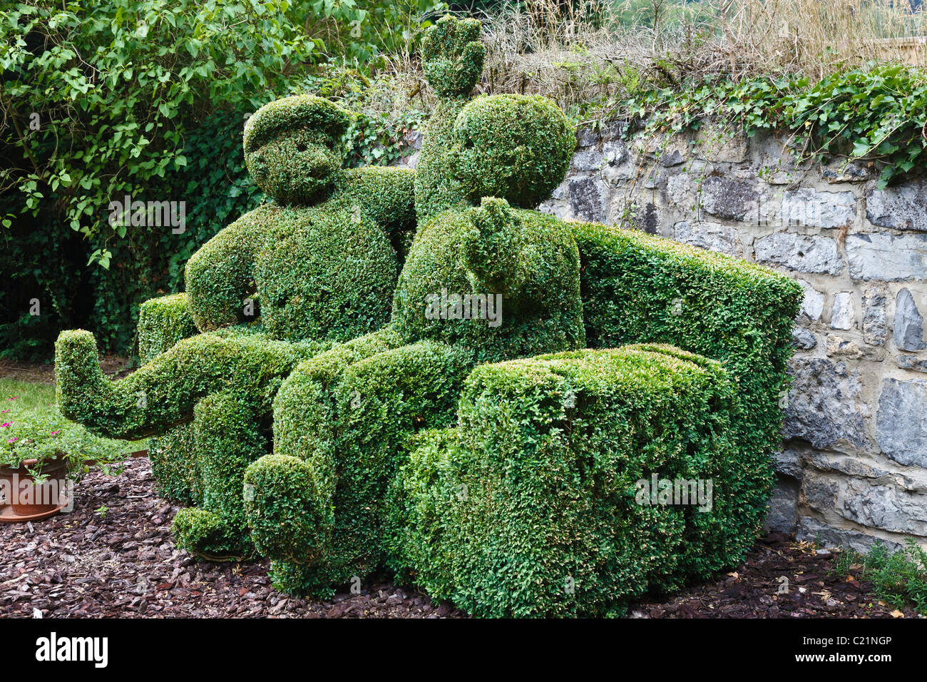 Parc des Topiares (Topiaria da giardini, Durbuy, Lussemburgo, la Vallonia, Belgio Foto Stock