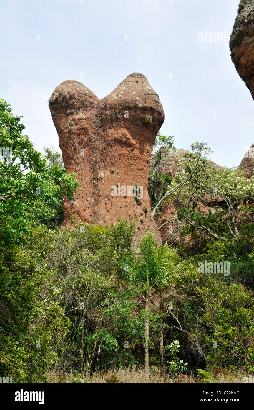 Intrigante formazioni arenarie, Vila Velha del Parco Statale di Ponta Grossa, Paraná, Brasile Foto Stock