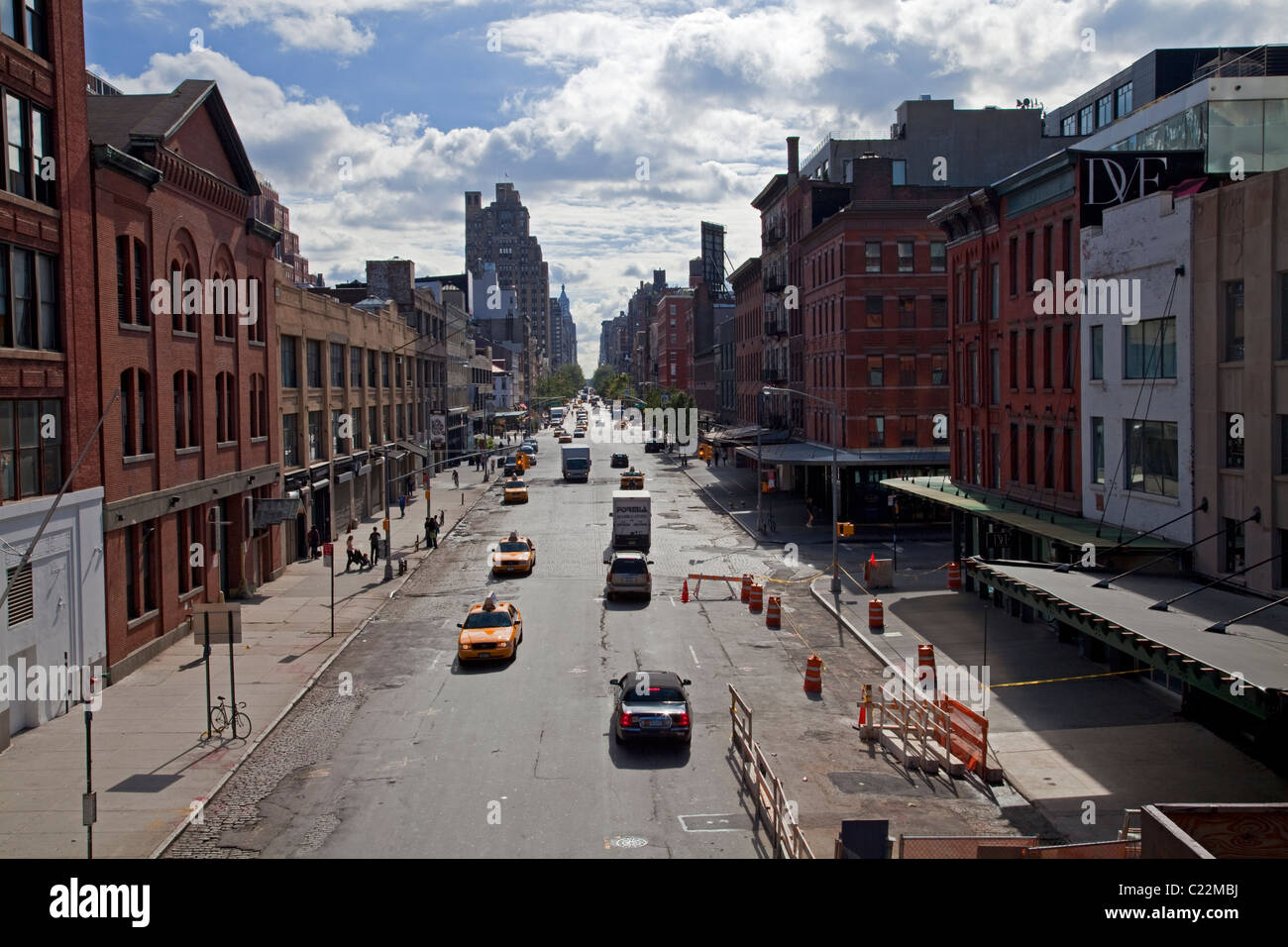 Vista dalla linea alta Park, Chelsea, Manhattan, New York, Stati Uniti d'America Foto Stock