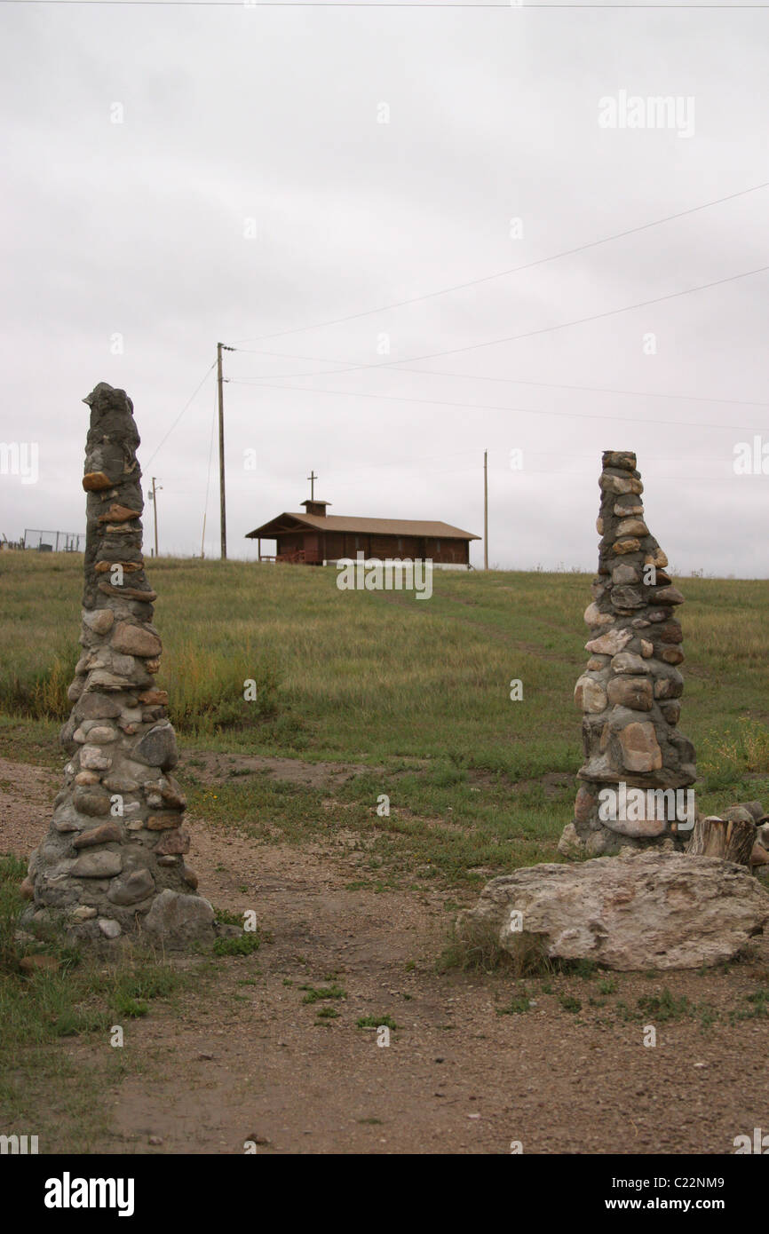 Ingresso a Wounded Knee memorial. Foto Stock