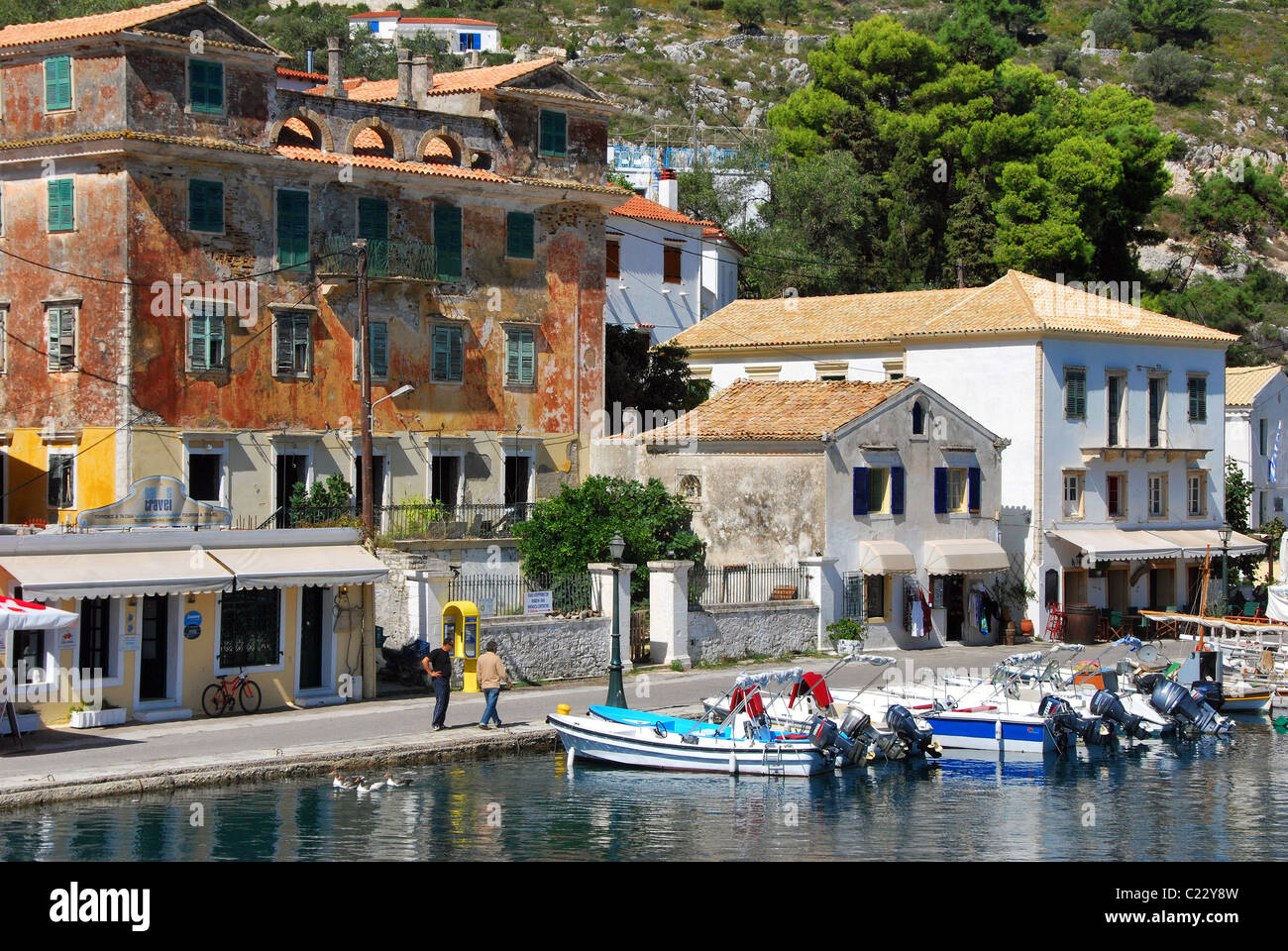 La città e il porto di Gaios, isola di Paxos,, IONIE Grecia Foto Stock