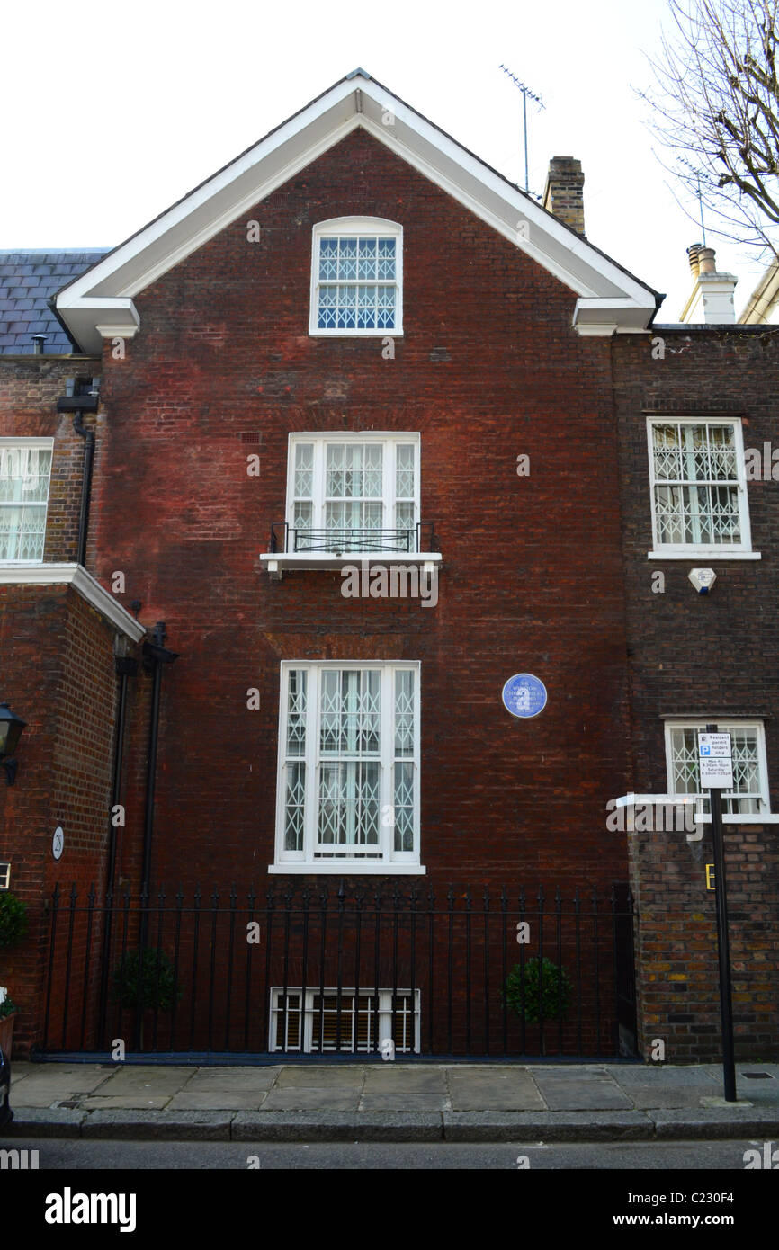 Winston Churchills ultima casa, Kensington. Nota il "bollino blu". Foto Stock