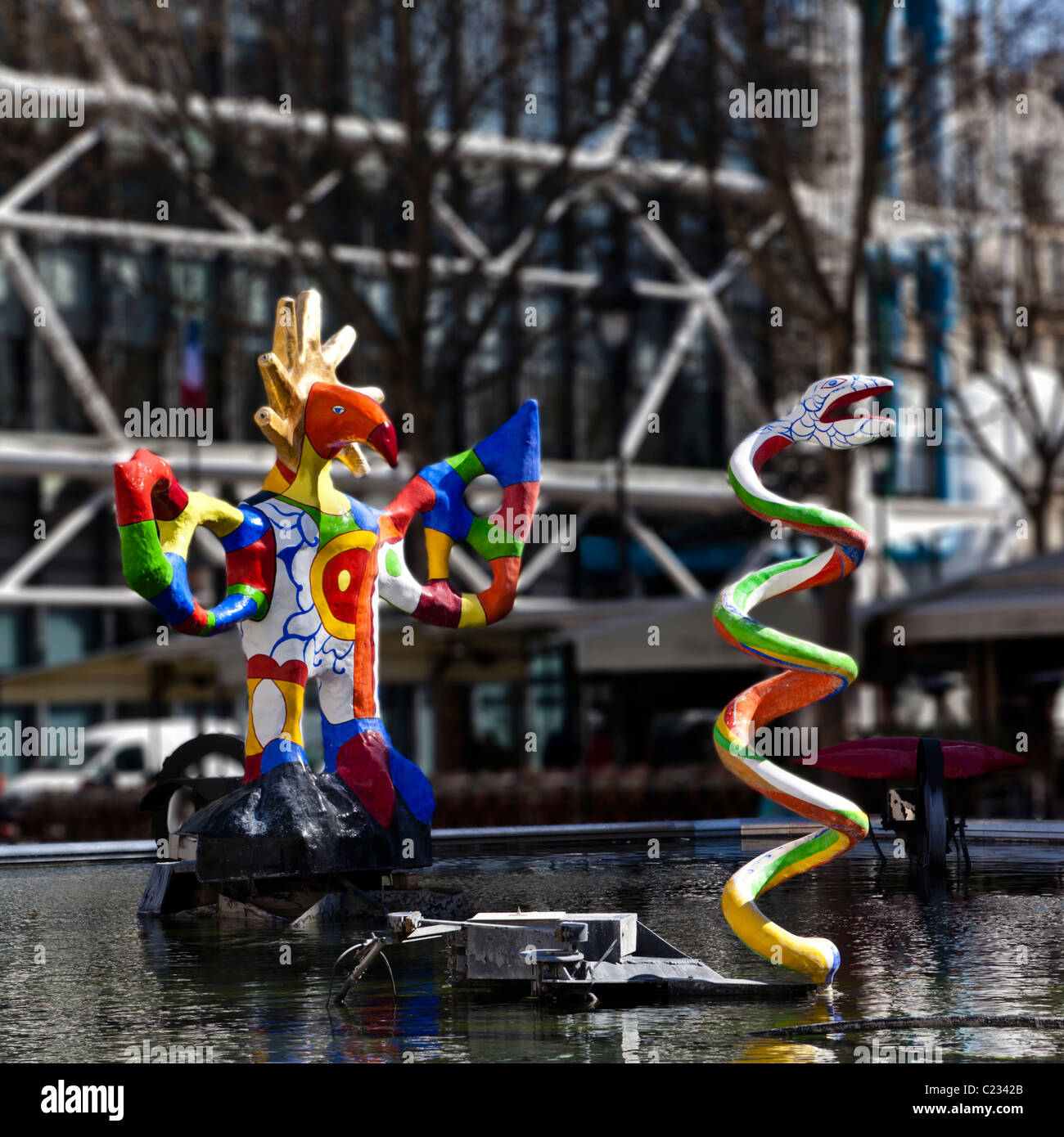La Fontana Stravinsky con opere dello scultore Jean Tinguely,; Parigi Francia Foto Stock