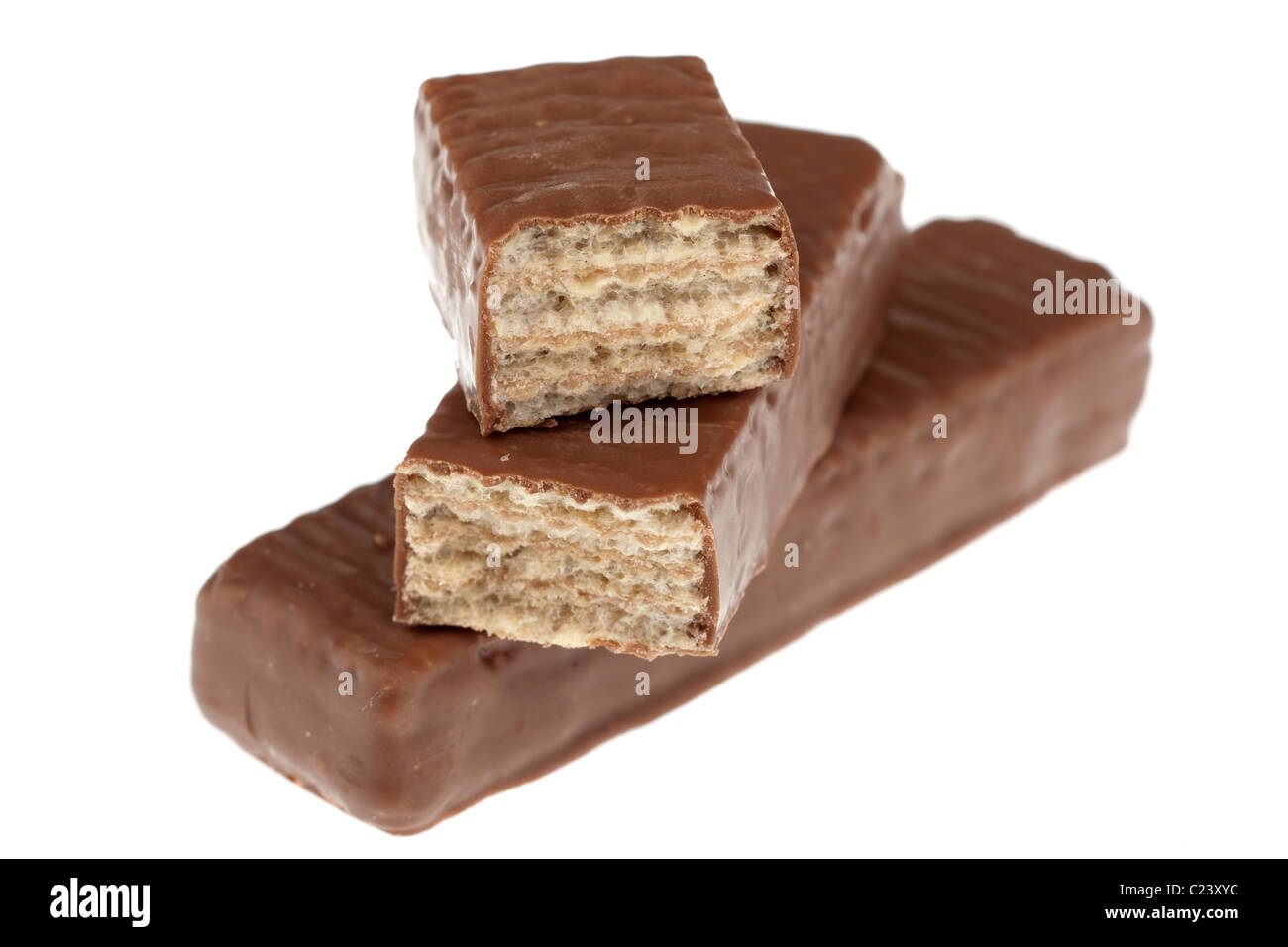 Dimezzato Blue Riband ricoperta di cioccolato biscotti di wafer Foto Stock